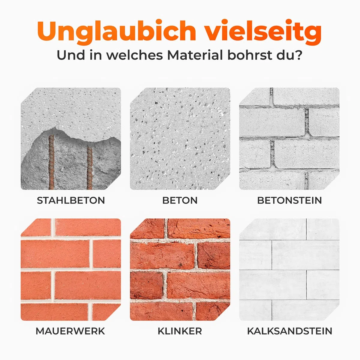 BAUBECK SDS Plus Bohrer Set für Beton [7tlg - Ø6-14 & 210mm lang] 4 Schneiden - Langlebige Betonbohrer aus 40CR Stahl für Präzise Ergebnisse - Bohrer Set Beton Schlagbohrer SDS Bohrer Stein