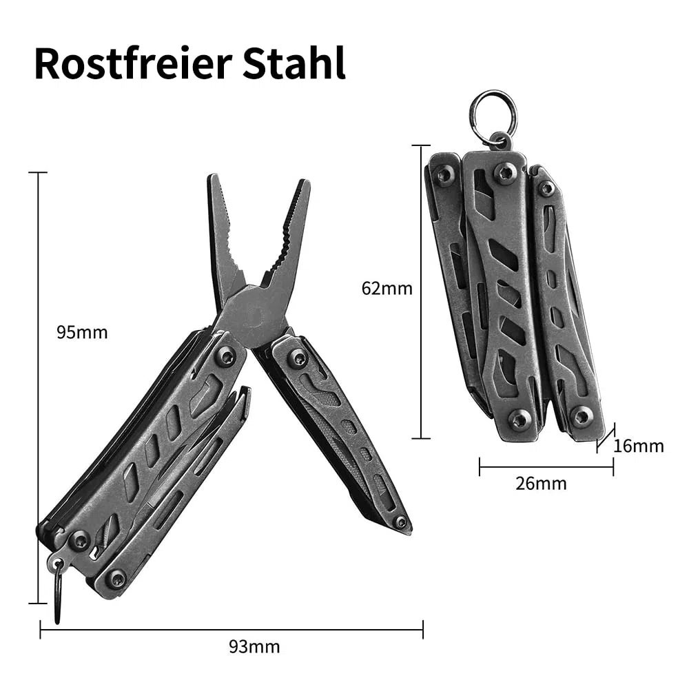 NexTool Multitool Werkzeug, Mini Flagship Multitool 10 IN 1 Multitools mit Taschenmesser, Zange, Dosen/Flaschenöffner, Schere, Schraubendreher für Camping Zubehör/Survival kit-Schwarz