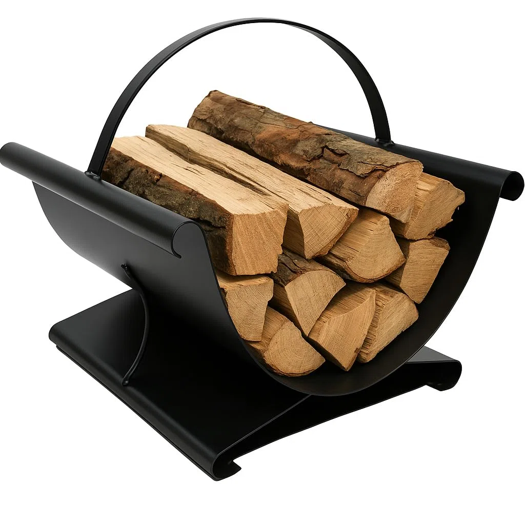 Holzkorb für Kaminholz Metall - Holzlager Innen - 38x36x42cm - Brennholzständer Schwarz, Pulverbeschichtet, Korrosionsbeständig - Sofort Einsatzbereit, ohne Montage - CESTA