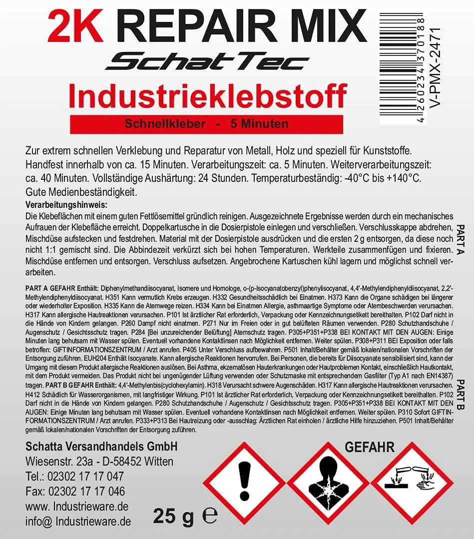 Schattec Kunststoffreparatur Set Kunststoffkleber KFZ GFK ABS Kleber Karosseriekleber
