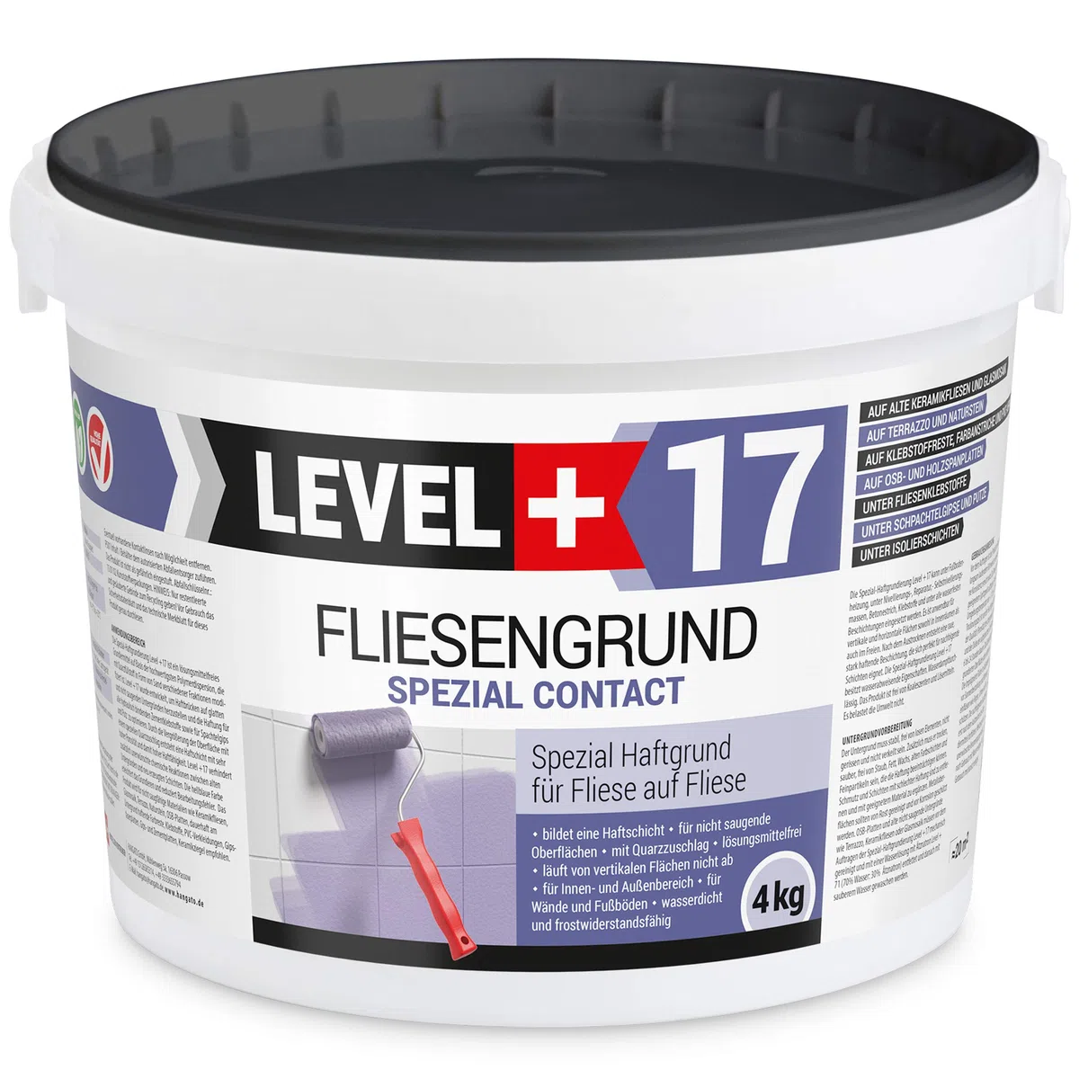 17 Fliesengrund 4 kg Fliese auf Fliese Spezial Haftgrund Fliesengrundierung Quarzgrund Contact Blau für Innen Außen, Haftvermittler Frostbeständig und wasserabweisend