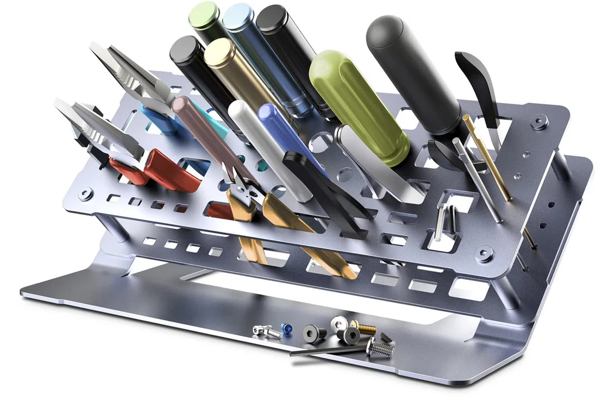 Werkzeug-Organizer, Metall Schraubendreher Halter | Werkzeugständer für Desktop und Werkbank, Aluminiumlegierung Metallmaterial, Dunkelgrau
