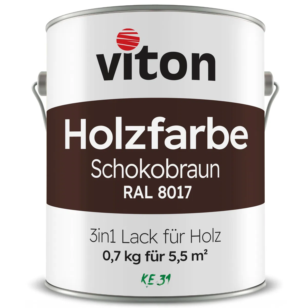 Viton Holzfarbe - 0,7 Kg Braun Holzlack Seidenmatt - Wetterschutzfarbe für Außen - 3in1 Grundierung & Deckfarbe - Profi-Holzschutzlack - KE31 - RAL 8017 Schokoladenbraun