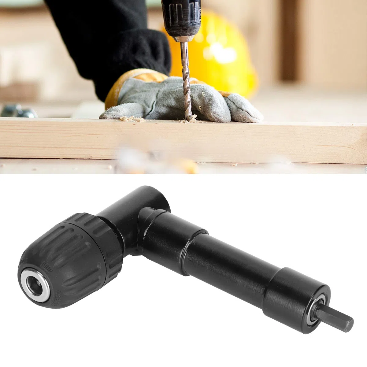Winkelbohraufsatz, Winkelbohr Vorsatz mit Schnellspann Bohrfutter, Rechtwinkliger Bohraufsatzadapter 90 Grad Bohrverlängerungsfutterwerkzeuge für die meisten Standardbohrer(schwarz)