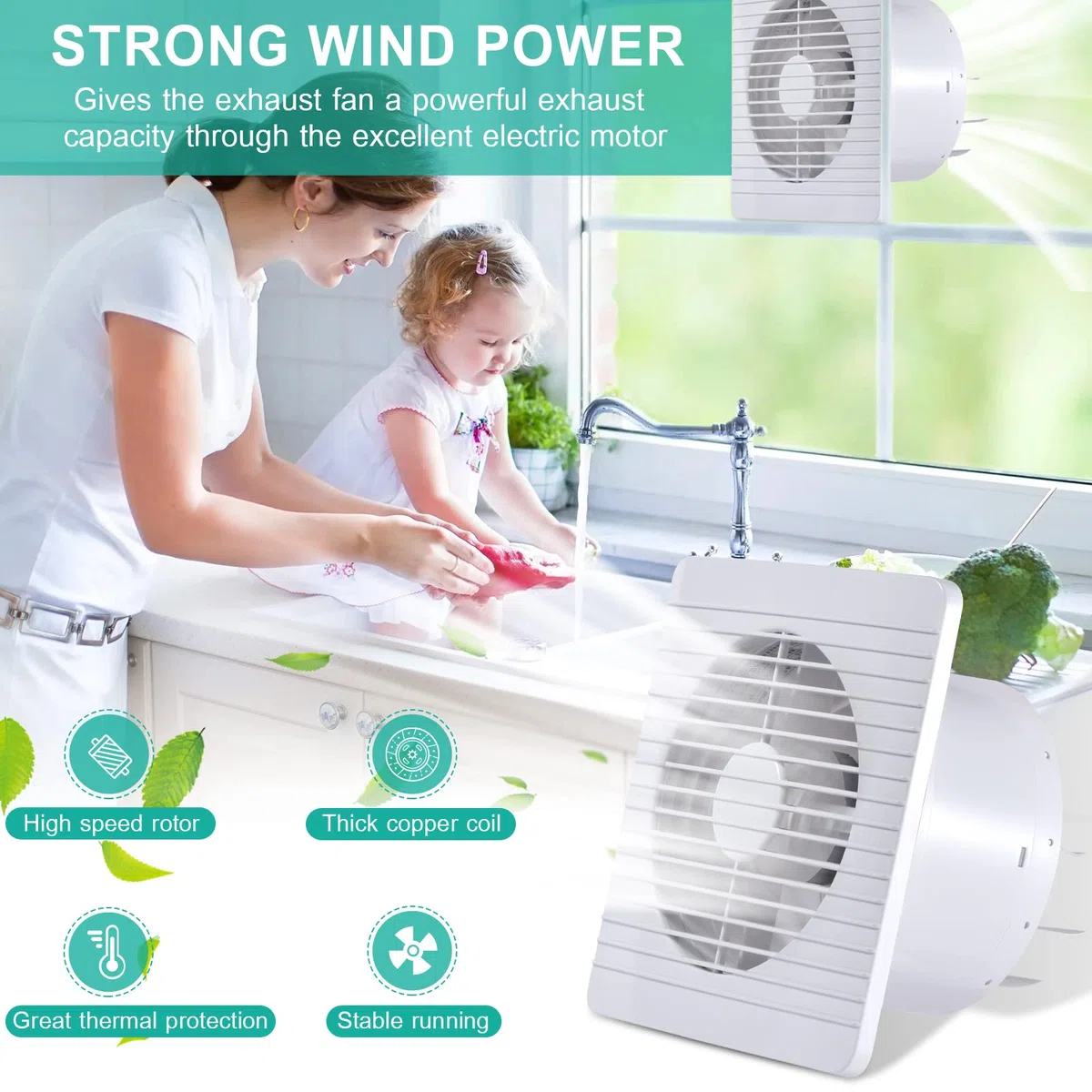 FanGoFast Badlüfter 100mm, Abluftventilator Leiser mit Rücklaufklappe, 12W Leistungsstarke Wandventilator Lüfter für Küche Bad Gewächshaus Garage