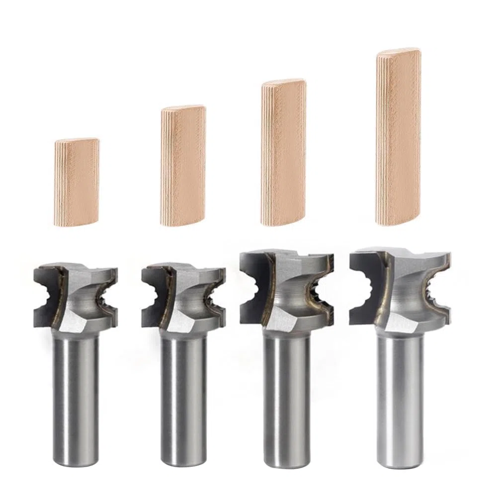 FindBuyTool Fräser Set, 4-teilig Kantenfräser 8mm Schaft für Festool Domino DF500/700, Wolframkarbid Bündigfräser Set für Holzbearbeitung und DIY-Projekte, Fräser-Bits D5, D6, D8, D10