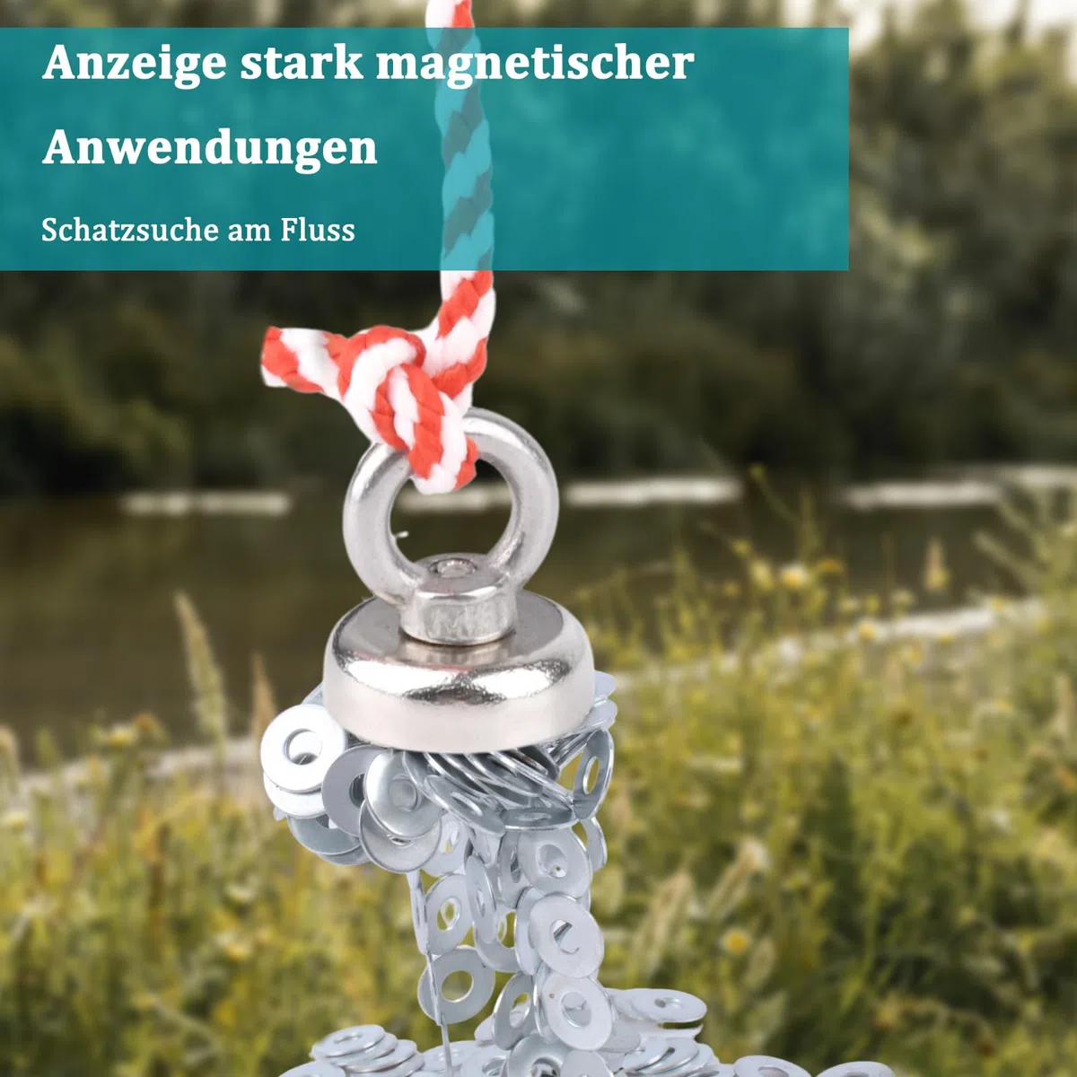 MIN CI Neodym Magnete Extra Stark 25kg（55lbs）, 25mm Magnethaken Extra Stark Zugkraft Ösenmagnet Magnet Haken, Rund Magnet mit Loch Magnetisch Haken für Grill Decke Topfmagnet 8pcs