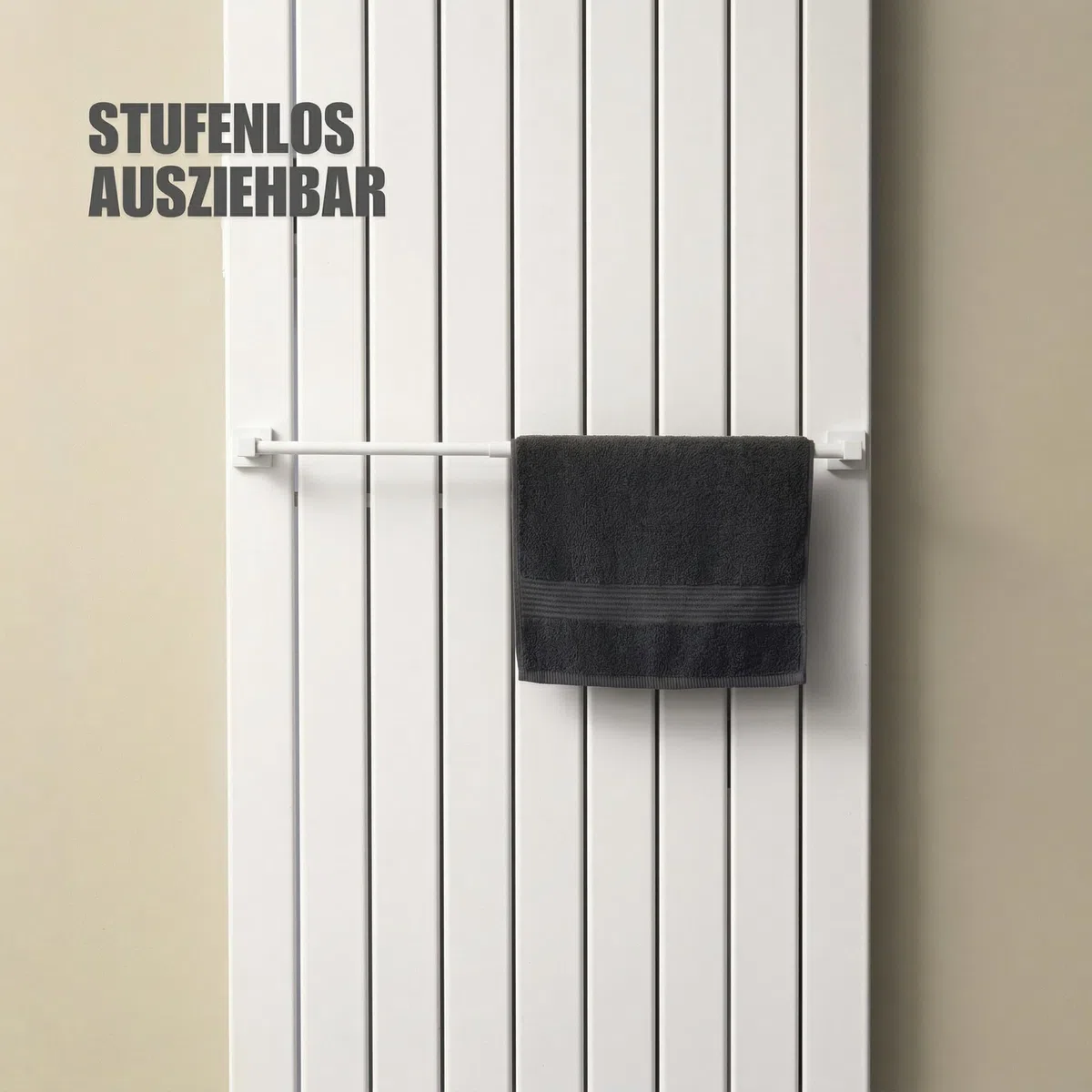 Handtuchhalter Heizkörper - ausziehbar - Handtuchhalter Magnetisch - Badheizkörper Handtuchhalter aus Edelstahl - Magnet Handtuchstange Heizung - Designed in Germany - Weiß