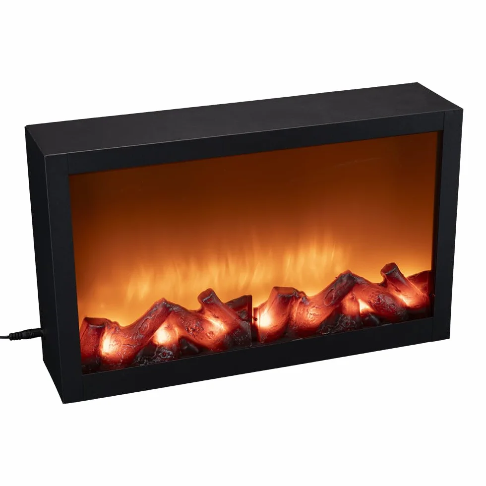 Ideen mit Herz LED-Kamin | Deko Kaminfeuer | elektrisch | ohne Heizung | realistischer Feuer-/Flammen-Effekt | 41 x 10 x 25 cm | mit Timer-Funktion (6 Stunden AN | 18 Stunden AUS)