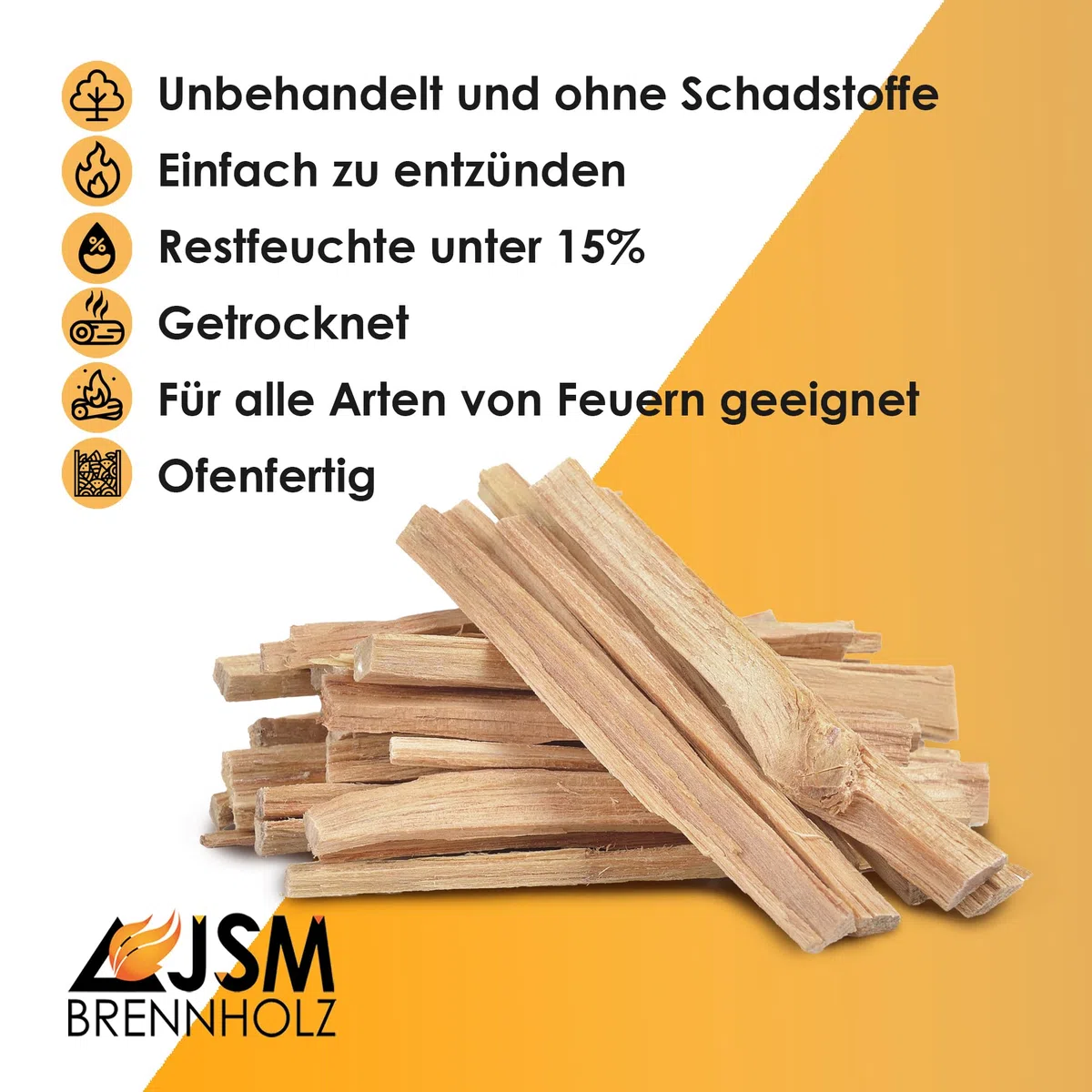 Anzündholz 6 Netze a 3 Kg Anmachholz Anfeuerholz Brennholz trocken sauber und ofenfertig