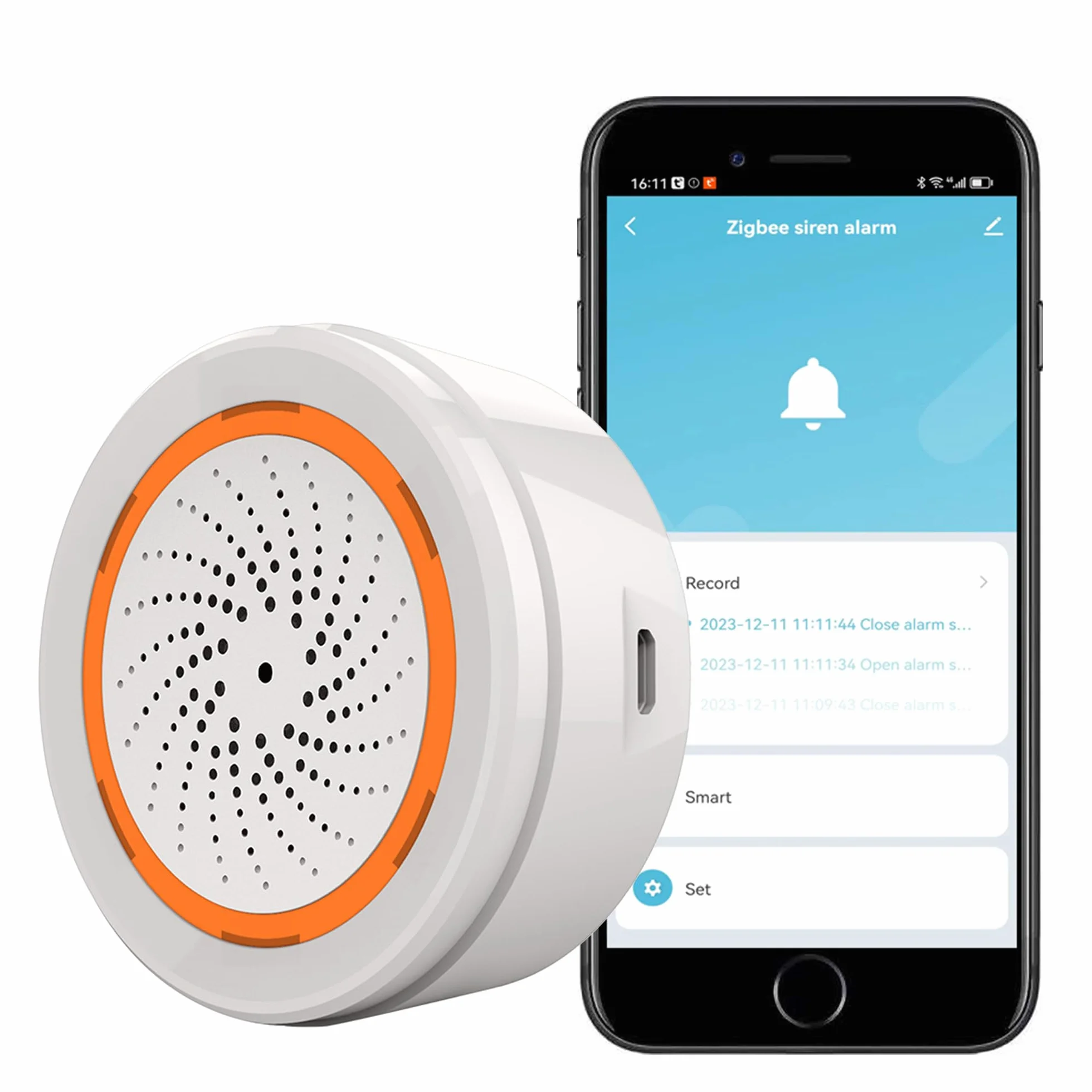【Zigbee Smart Sirene Alarm】 Drahtloser Alarm für Haussicherheit & Hausautomation, App-Steuerung, Stroboskop-Blitzalarm-Sirene 100dB Sounder, Tuya Zigbee Hub erforderlich, kompatibel mit Alexa Google