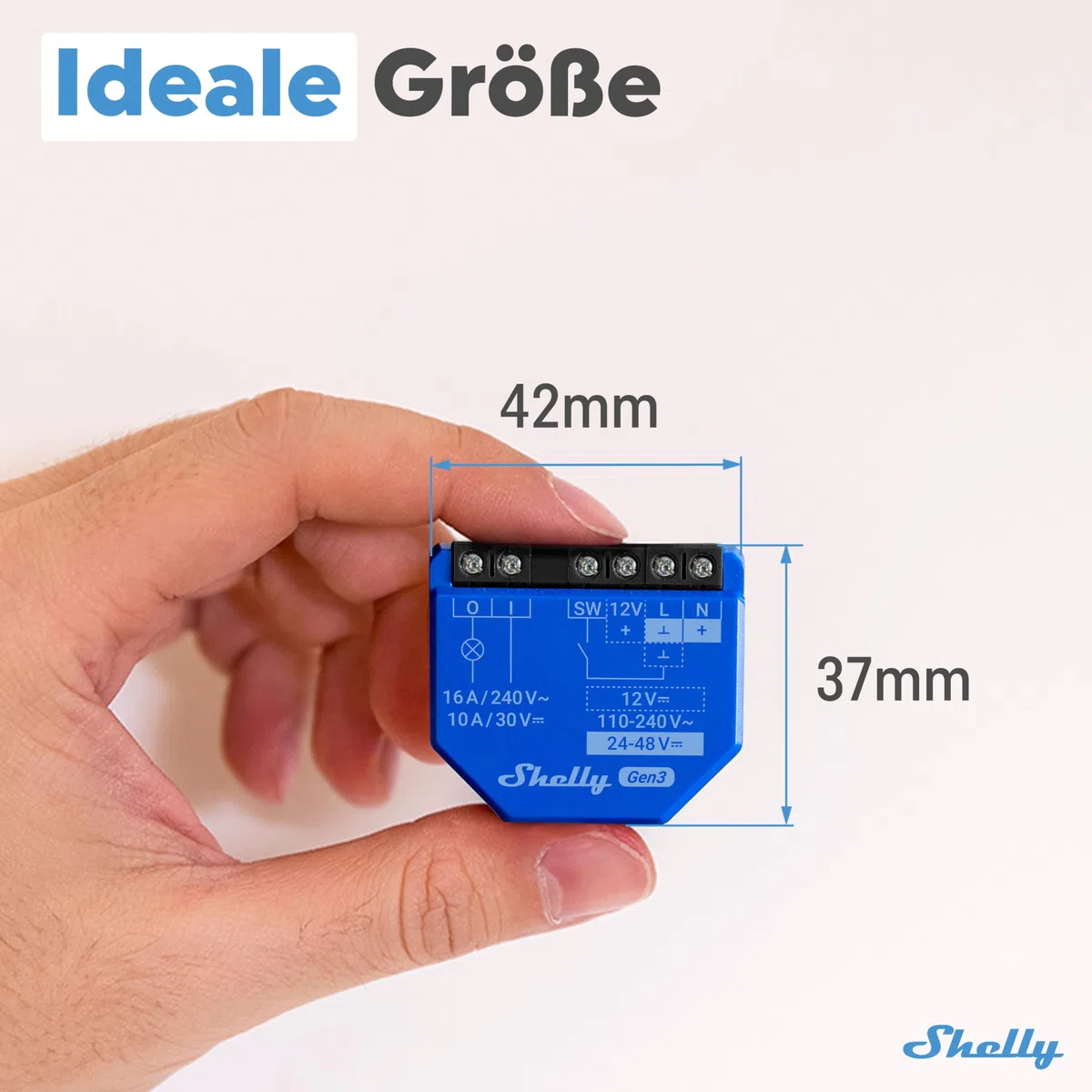Shelly 1 Gen3 - WLAN & Matter Smart-Schalter-Relais mit Potentialfreie Kontakte, 1 Kanal 16A, Lichtschalter, Garagentoröffner, Smart Home, Zeitschaltuhr, Alexa, Google, Kein Hub Erforderlich (2 Stück)