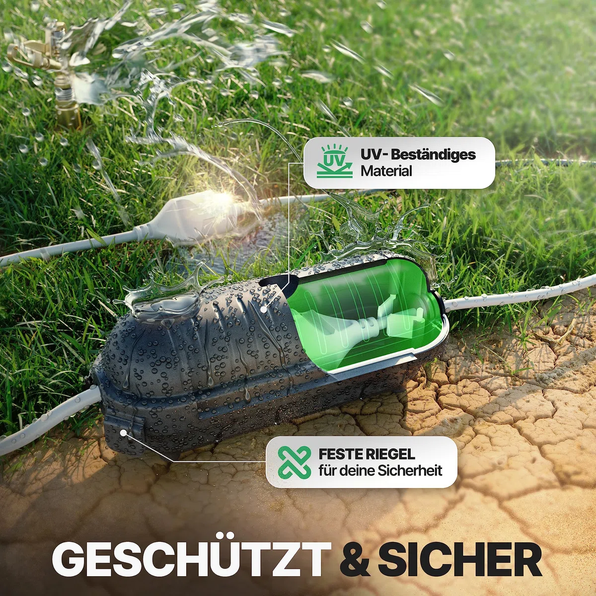 Adlerfokus Kabelbox wasserdicht IP44 [Das Original] 2 Stück - Safe Box - Sicherheitsbox - Outdoor Box wasserdicht - Steckerschutz aussen wasserdicht - Wetterfeste Elektrobox - Schutzbox
