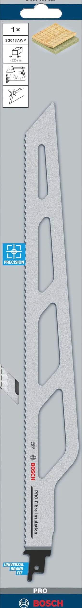 Bosch Professional Säbelsägeblatt S 2013 AWP Precision for Fiber Insulation (Faserdämmstoffe, 400 x 45 x 1,5 mm, Zubehör Säbelsäge)