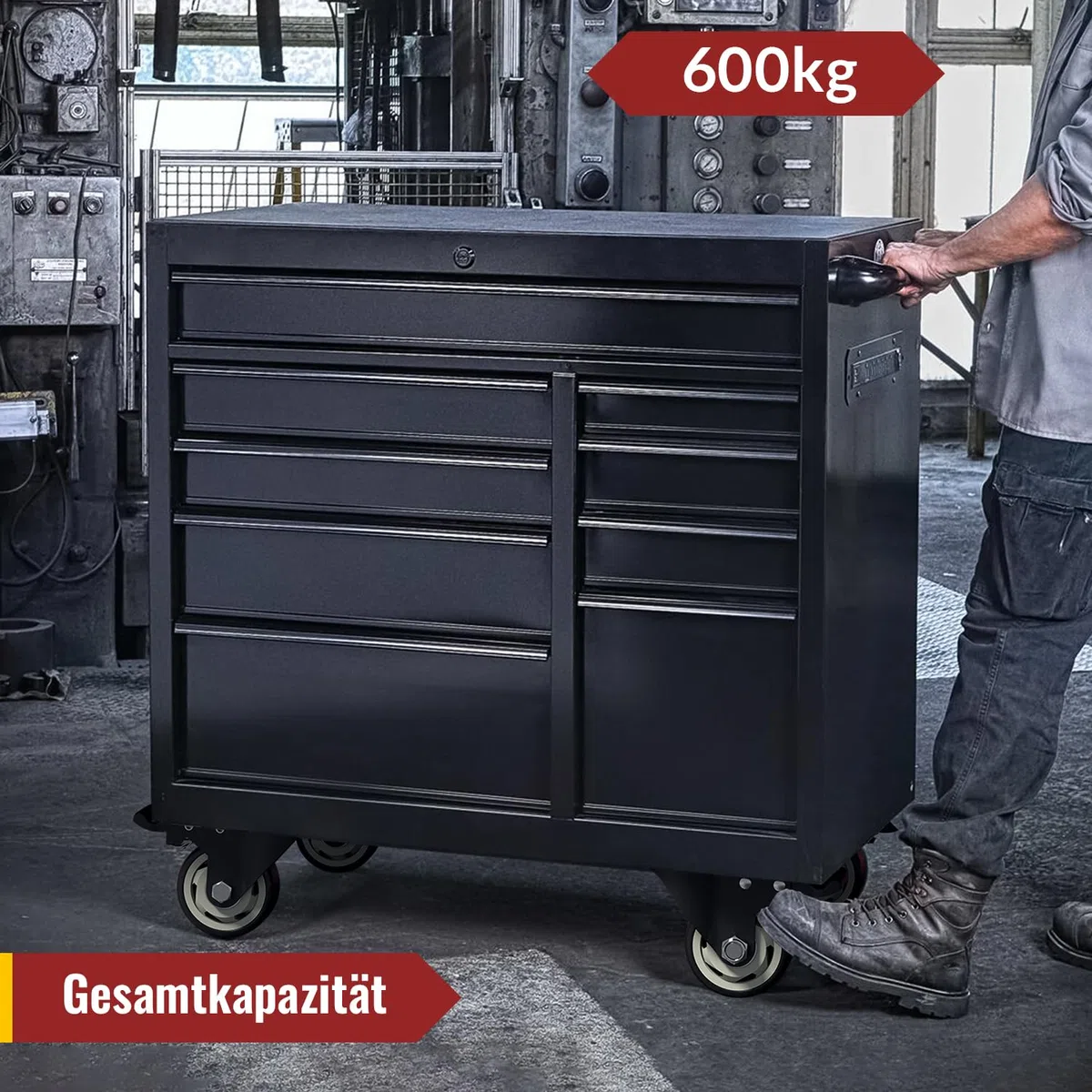 HOLKIE 100 mm Schwerlastrollen bis 600 kg - 4er Set Möbelrollen Schwerlast mit Bremsen - Transportrollen - Rollen für Möbel - Lenkrollen für innen und außen