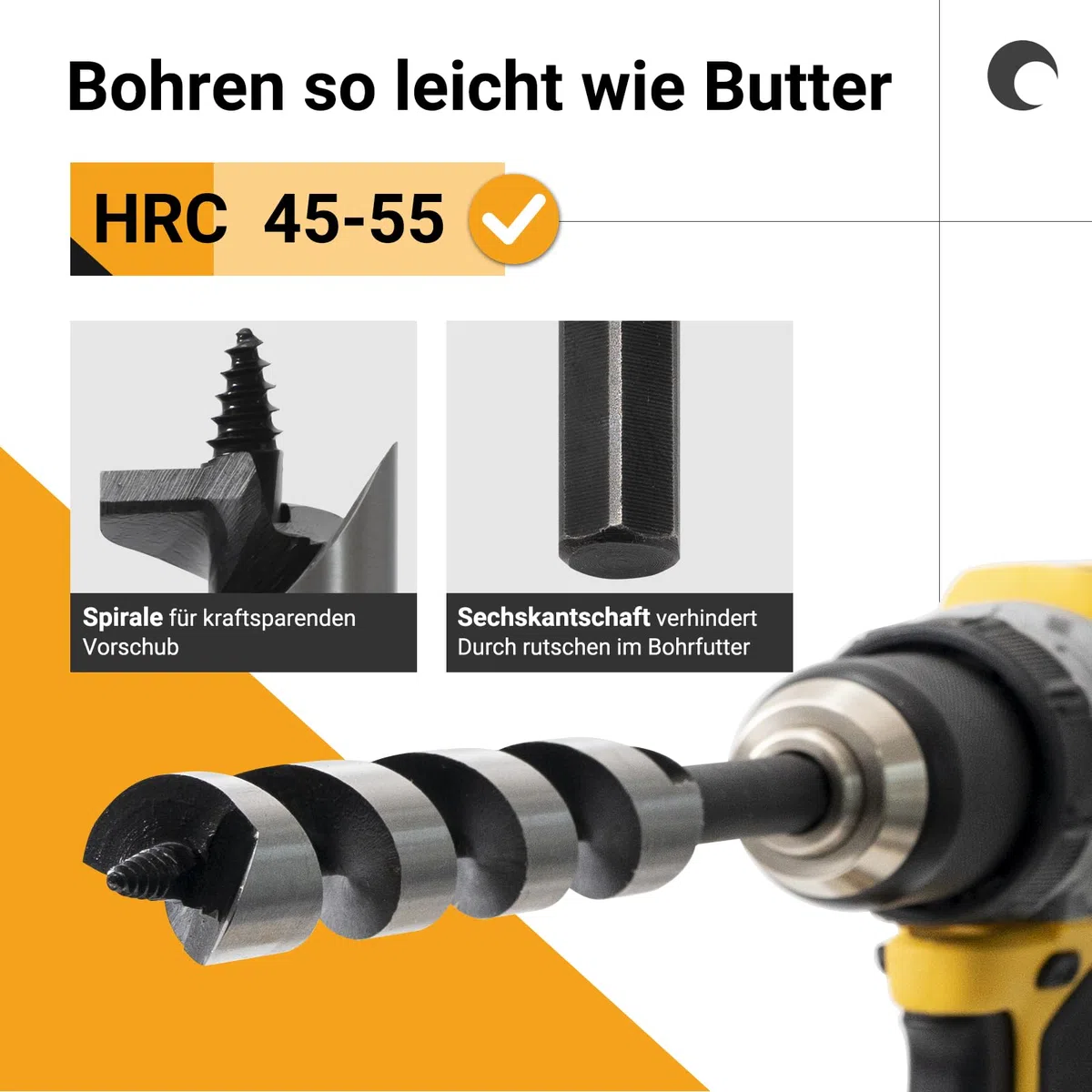 Schlangenbohrer Set Ø6-25 x 230mm Holzbohrer Set lang, Spiralbohrer für Weich- & Hartholz