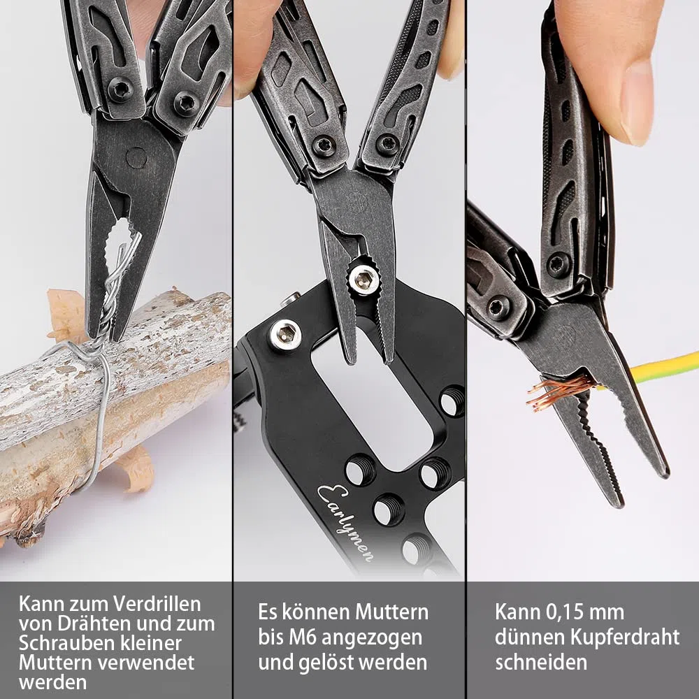 NexTool Multitool Werkzeug, Mini Flagship Multitool 10 IN 1 Multitools mit Taschenmesser, Zange, Dosen/Flaschenöffner, Schere, Schraubendreher für Camping Zubehör/Survival kit-Schwarz
