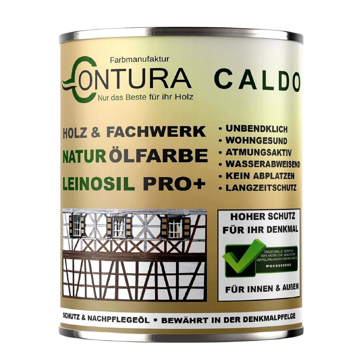 Contura Bio Wetterschutzfarbe Naturöl Fachwerk Haus Ölfarbe Öko Leinölfarbe Holz Farbe (Mahagonibraun, 1 Liter)