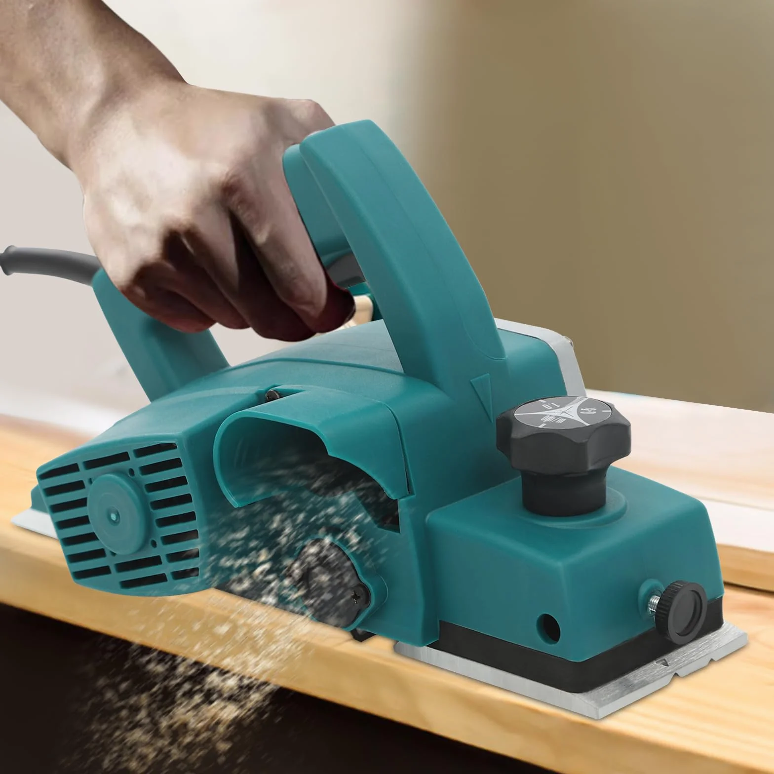 Elektrische Handhobelmaschine, Elektrohobel Holzbearbeitung 600W 82mm Hobelbreite für Heimwerker und Profi Schreiner