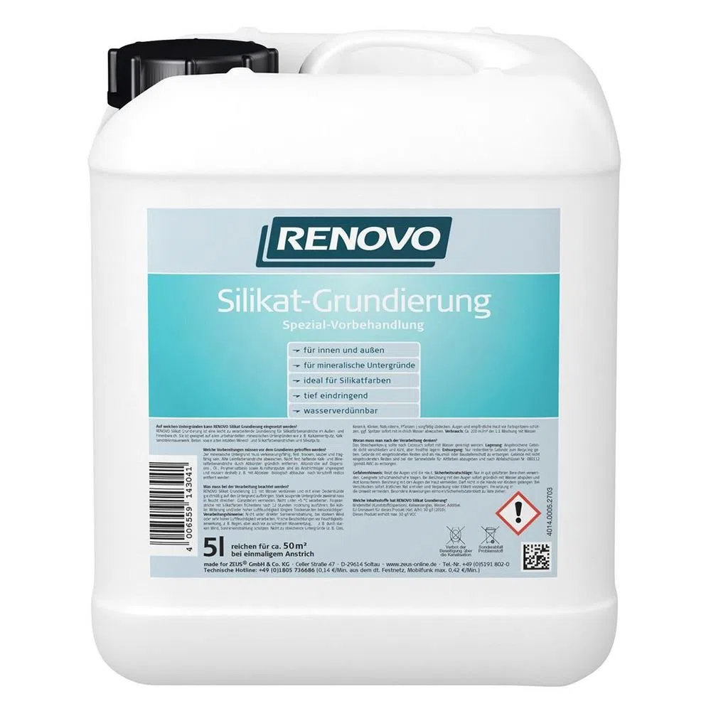 Silikat Grundierung 5 L Renovo Voranstrich für Silikatfarben