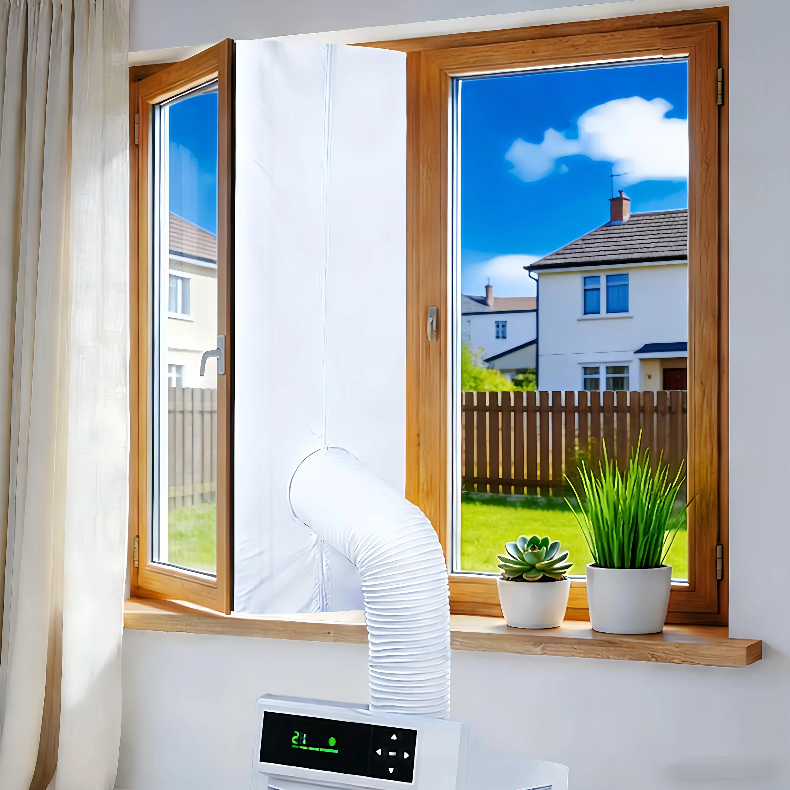 400CM(158") Fensterdichtung für mobile Klimaanlagen mit Reißverschluss und Klebeband,Hot Air Stop,Klimaanlage Fensterabdichtung für Wäschetrockner & Trockner,Halten Sie das Haus kühl