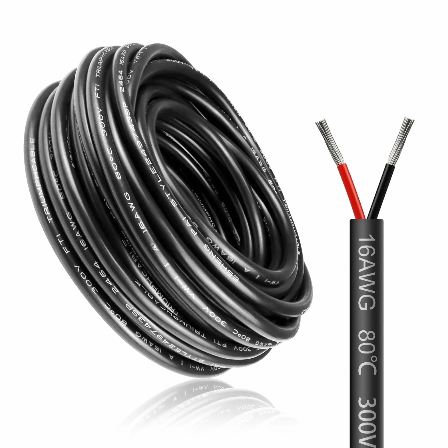 10 Meter 16AWG 2x1,5mm² Elektrischer Draht, 2 Adrig Kabel 5V/12V/24V Stromkabel Verzinntes Kupferkabel，Flexibel und Weich Niedrige Impedanz Hohe Temperaturbeständigkeit Verlängerungskabel