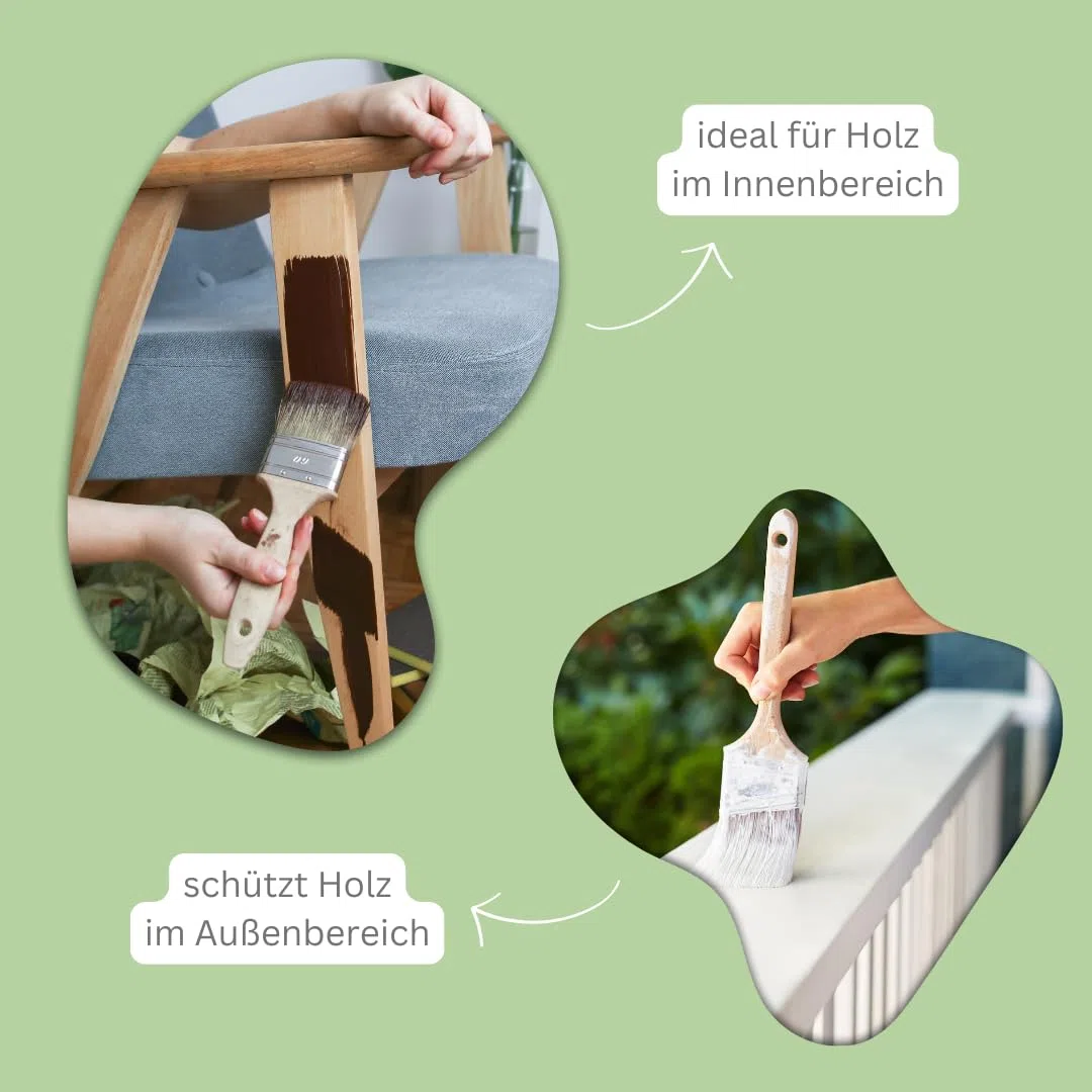 Holzfarbe ohne Schleifen – wetterfeste Farbe für Innen & Außen – matt, hochdeckend, wasserbasiert (Mias Minze, 750ml)
