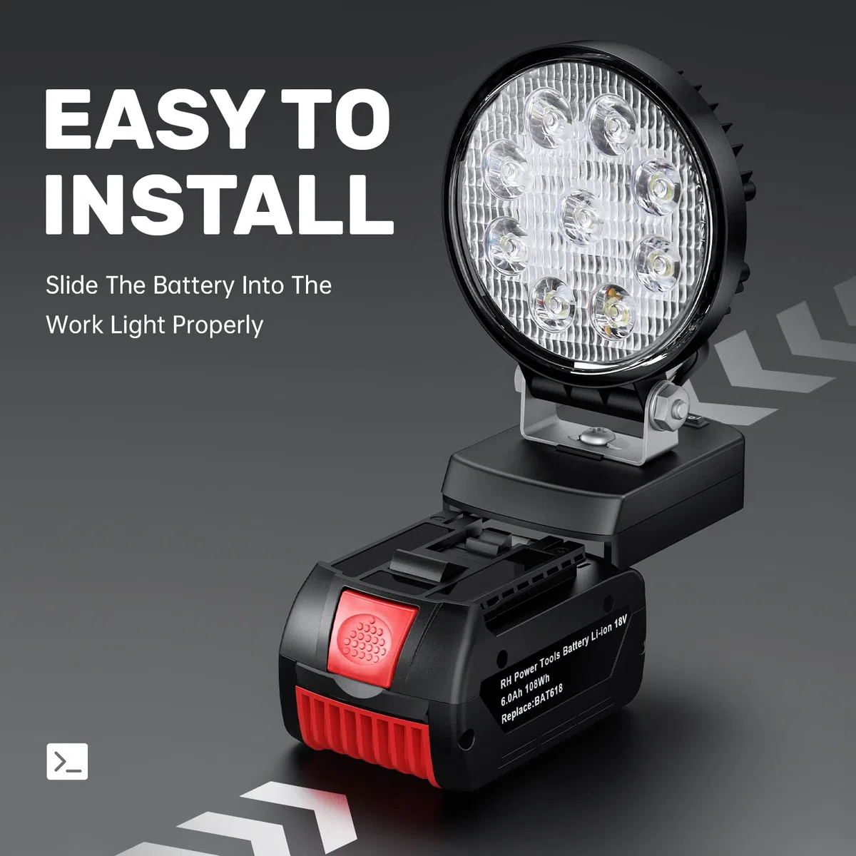 Bonadget LED Baustrahler, Lampe für Bosch 18V System, Tragbare LED Arbeitsstrahler mit 2 Modi Helligkeit Mini Flutlicht Strahler für Wartungsarbeiten, Camping