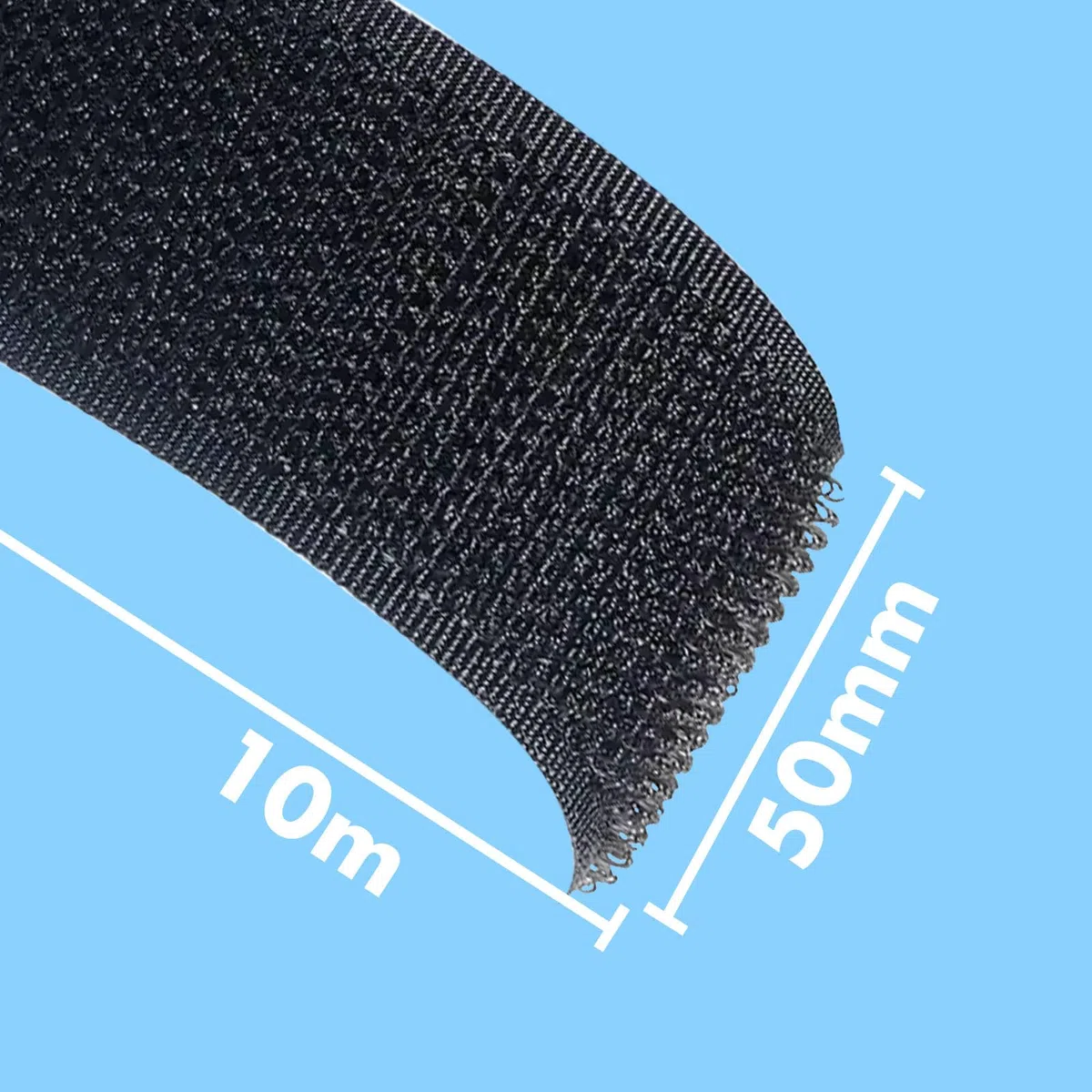 Klettband Selbstklebend Schwarz Extra Stark [10 Meter x 50 mm] – Wiederverwendbarer Klettverschluss für Stoff und Glatte Flächen Robust Zuschneidbar Langlebig für Haushalt Werkstatt Wohnmobil