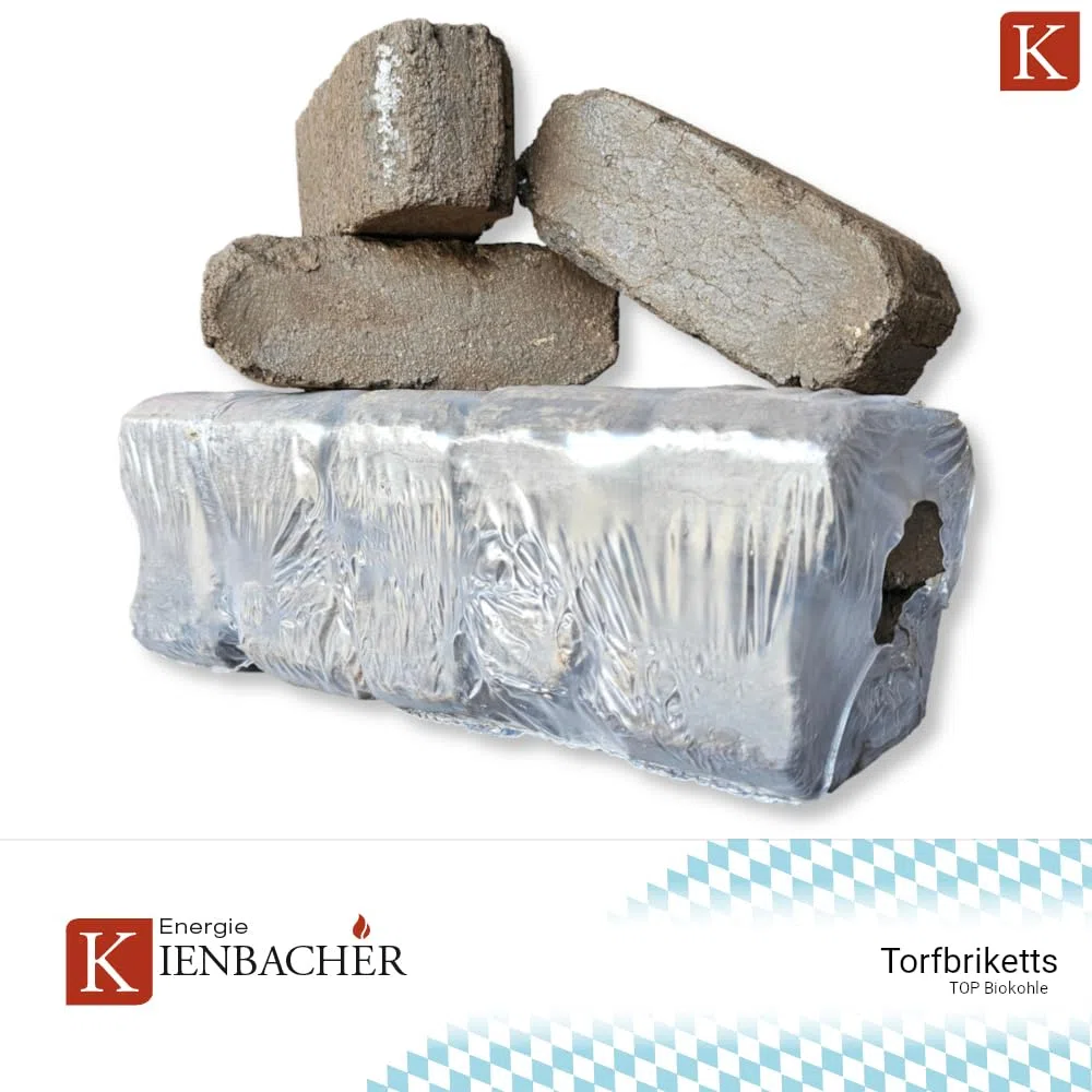 30kg Torfbriketts Torfkohle Naturkohle in Paket Braunkohle Gluthalter Dauerbrenner Kamin Ofen Brenn Holz Heiz Kohle Brikett | Energie Kienbacher (30kg)