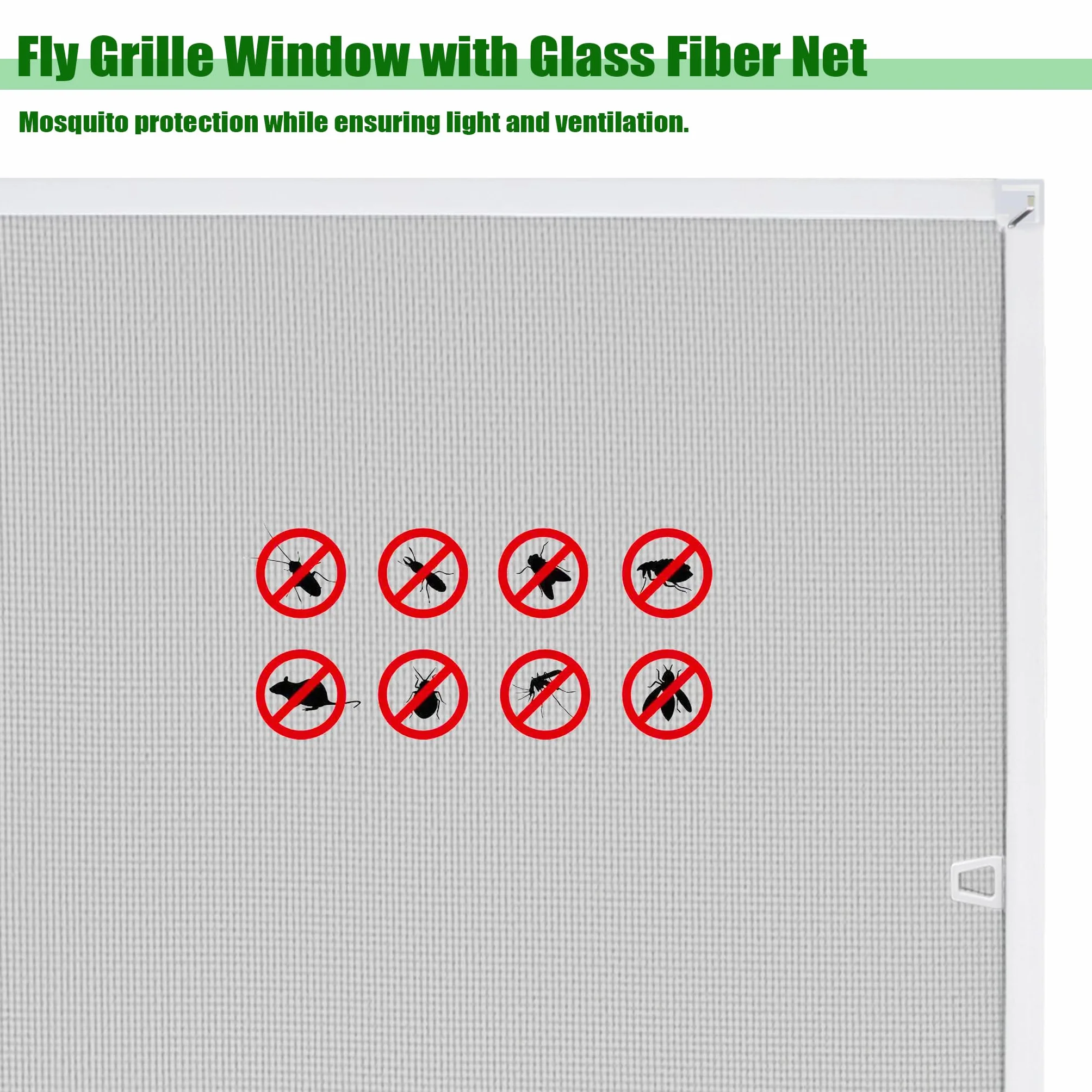 Fliegengitter Fenster Fliegenschutz Mückengitter aus Moskitonetz & Aluminium Fensterrahmen 100x120cm Fliegenschutzgitter ohne Bohre Insektenschutz & Pollenschutz Fliegennetz (Weiß)