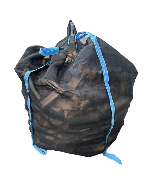 5 Stück Woodbag Big Bag 100x100x130 cm aus Polypropylen mit Netzgewebe für Brennholz - Boden geschlossen - Stabil & Luftdurchlässig - Schwarz (ohne Inhalt)