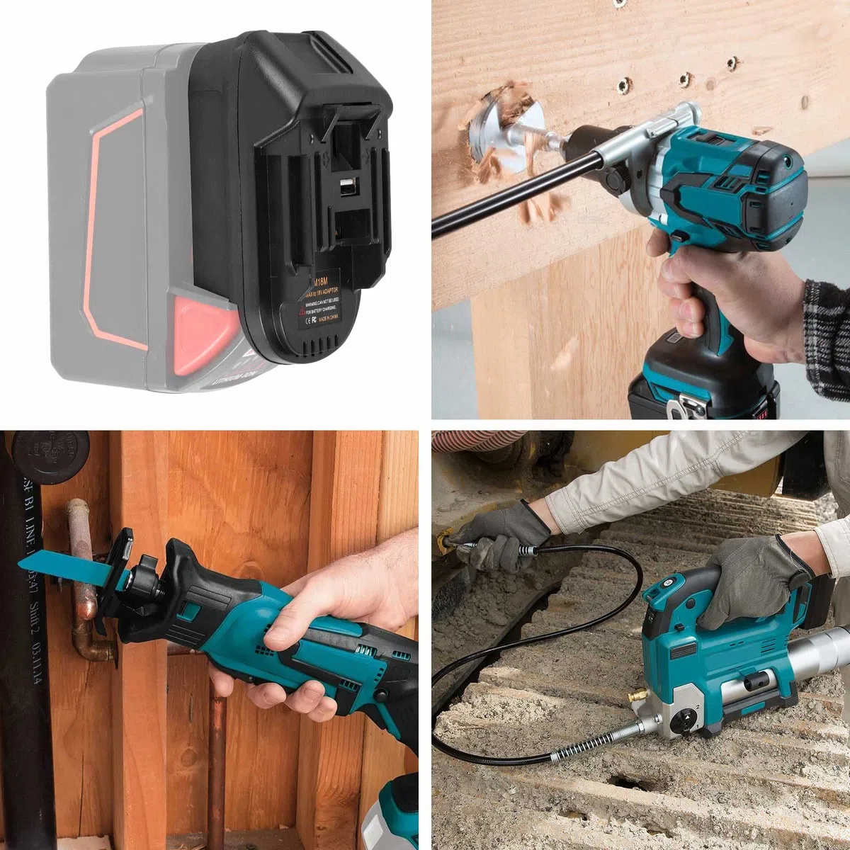 DM18M Akku Adapter für Dewalt 20V für Milwaukee M18 18V Batterie, umwandelbar in für Makita Batterie Elektrowerkzeuge, mit USB-Aufladung
