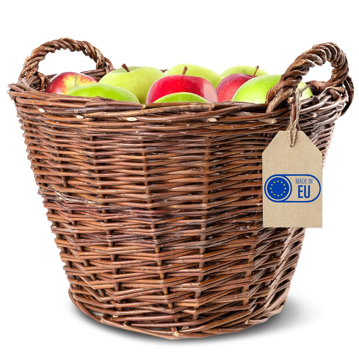 Creative Home Weidenkorb mit Zwei Henkel | Groß ø 45 cm | Perfekt für Geschenkkorb Kaminkorb Brennholzkorb Korb Geflochten aus Weide für Wohnzimmer Badezimmer Kinderzimmer Universal