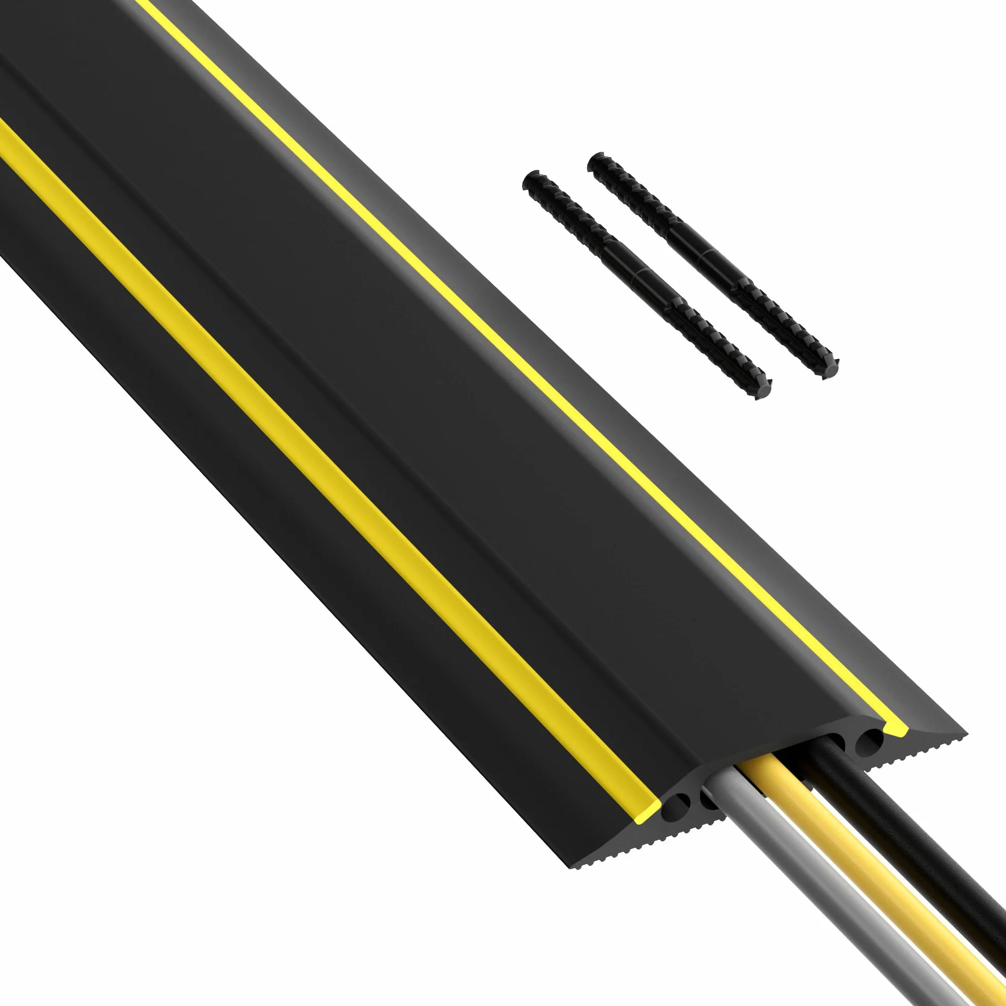 D-Line Boden Kabelbrücke FC83H mit Steckverbindung, Fussboden Kabelkana, Modular gefertigte Schlauchbrücke geeignete Boden-Kabelabdeckung, Boden-Kabelkanal 83x14mm Breit,1.8m Länge Schwarz/Gelb