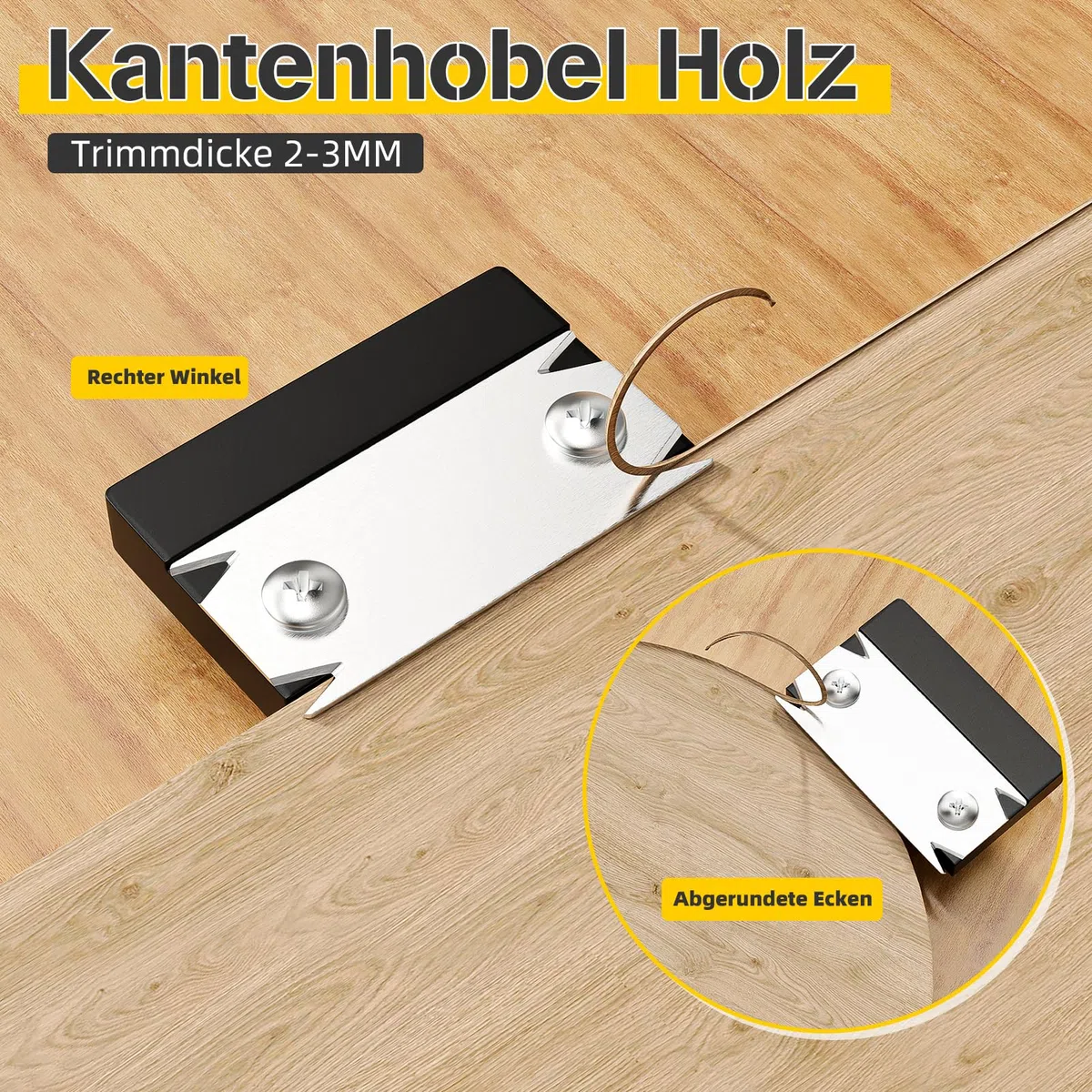 Kantenhobel Holz, Mini Handhobel, Kantenschneider Umleimer mit 1 Ersatzklinge für Holz PVC ABS, Holzbearbeitung Rutschfest Einhandhobel Schwarz