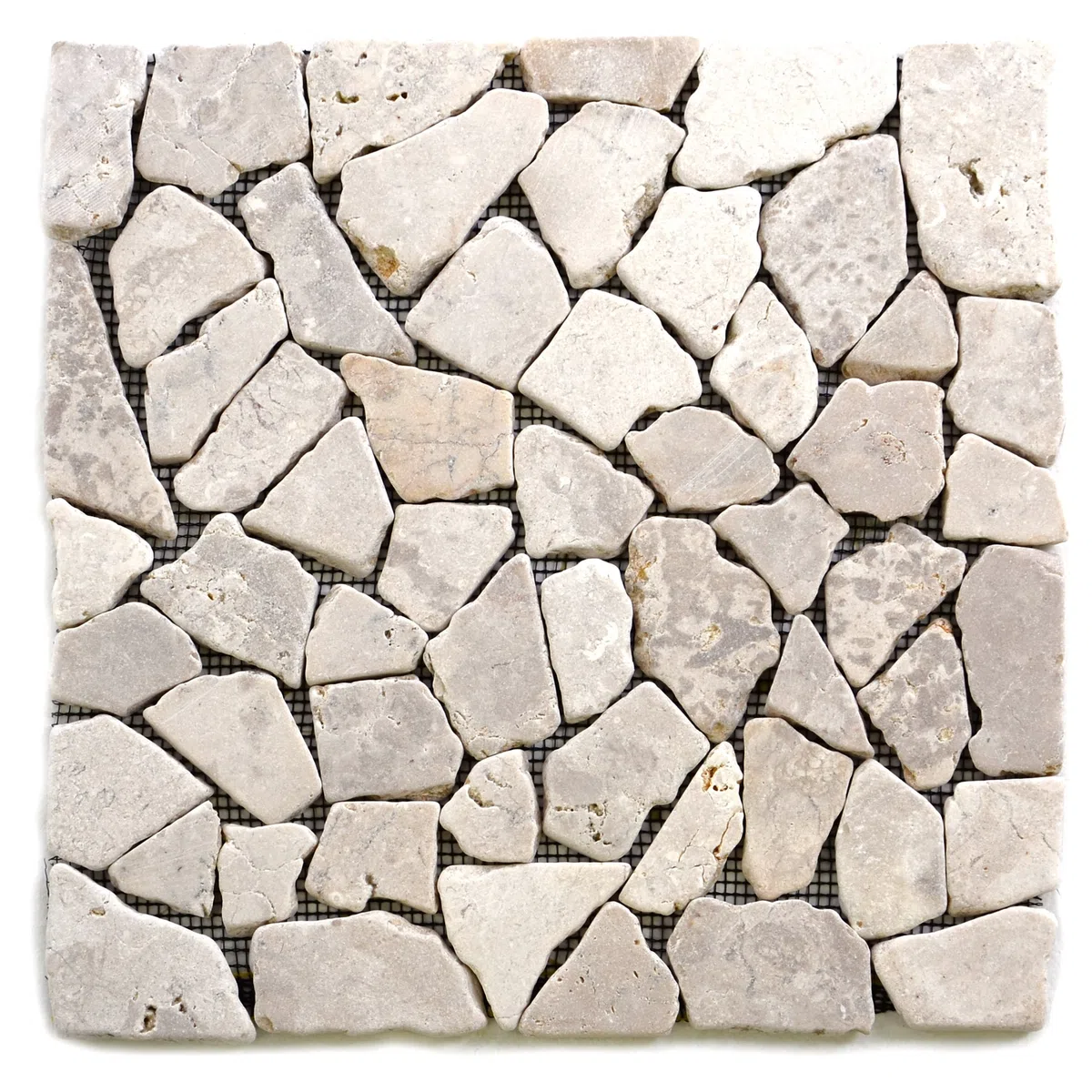 DIVERO 11 Fliesenmatten Naturstein Mosaik aus Marmor für Wand und Boden cremeweiß á 30 x 30 cm