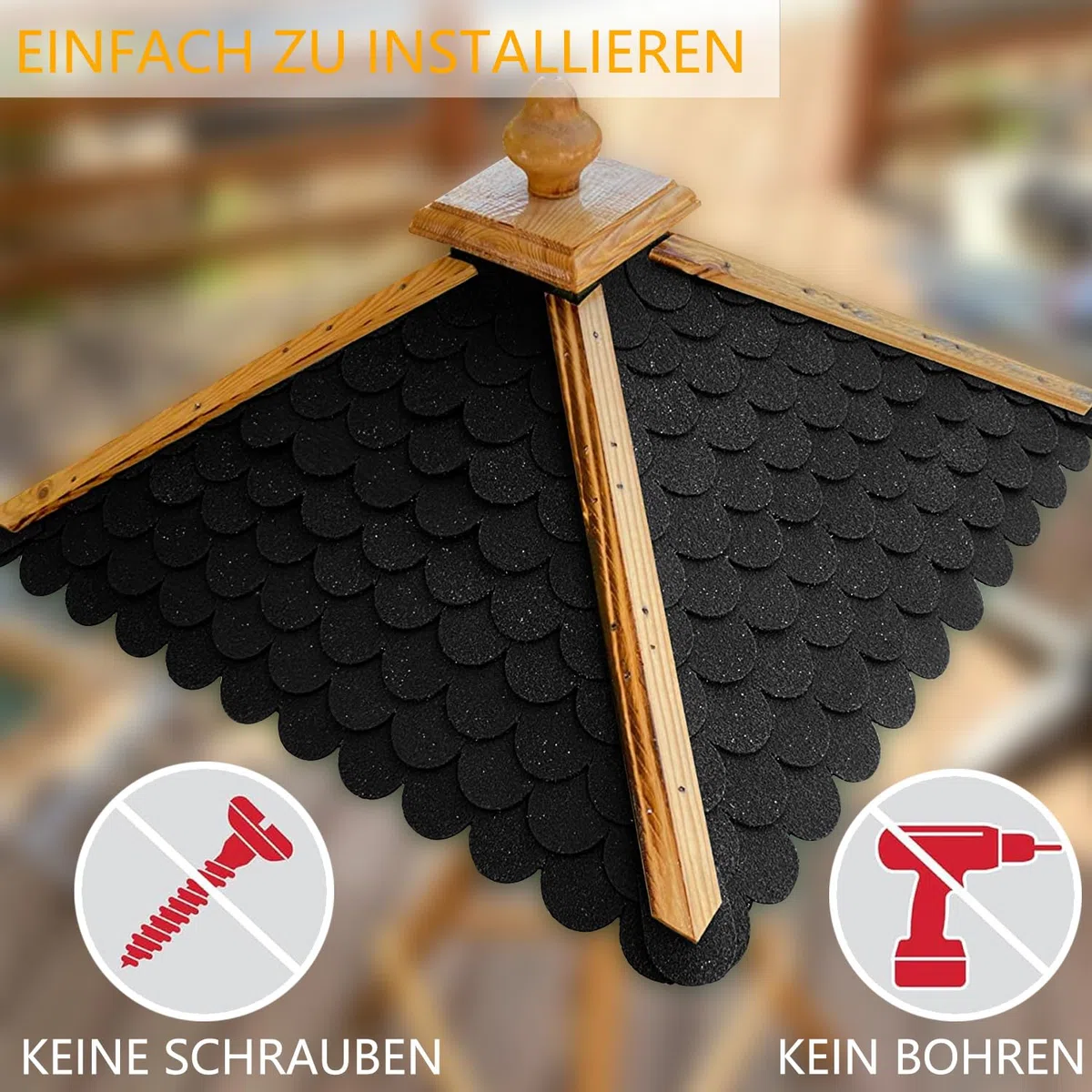 53stk Dachpappe für Vogelhaus Wasserdicht Dachschindeln Selbstklebend Mini Dachschindeln für Nistkastendach Nistkasten Kaninchenstall Hundehütte Briefkastendächer (Schwarz)