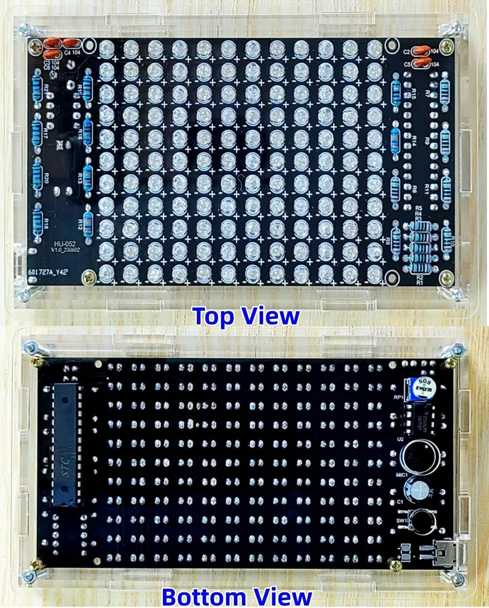Audio Visualizer Elektronik Bausatz DIY Kit, LED-Licht Musikalische Spektrum Elektronik Kit, Löten Bausatz mit Bauteilen,Leiterplatte,Gehäuse, Audiopegelanzeige für Elektronikbegeisterte, USB Powered