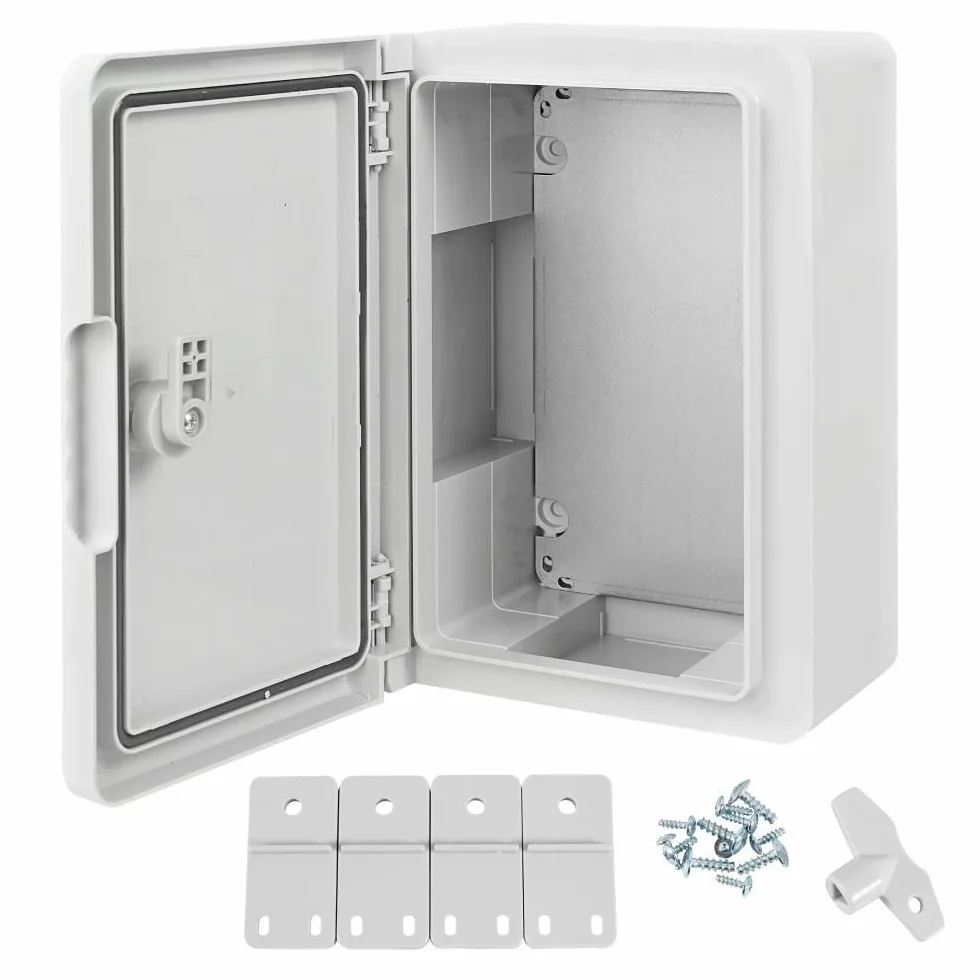Wandverteilerschrank mit verzinkter Montageplatte, industrielle Steuerbox aus ABS-Kunststoff, mit Tür, Schutzart IP65, Größe 200 x 300 x 130