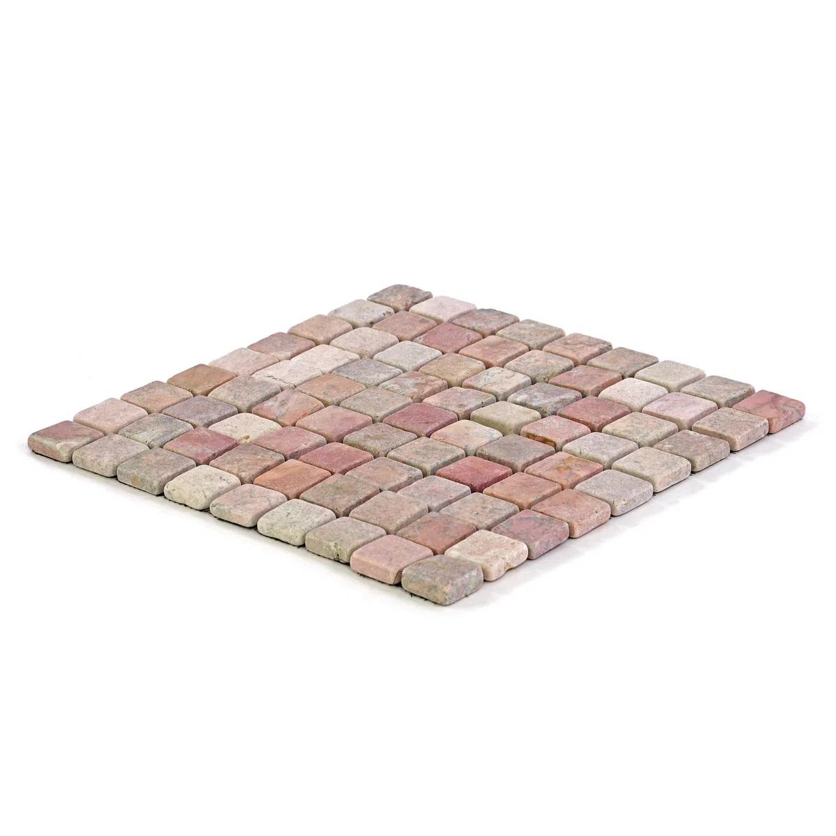 DIVERO 11 Fliesenmatten Naturstein Mosaikfliesen aus Marmor für Wand und Boden creme-rosa á 29 x 29 cm