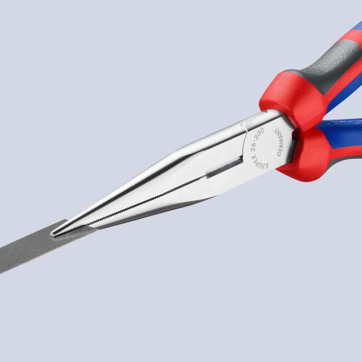 KNIPEX Flachrundzange mit Schneide (Storchschnabelzange) verchromt mit Comfort-Griffen 200 mm, 26 15 200