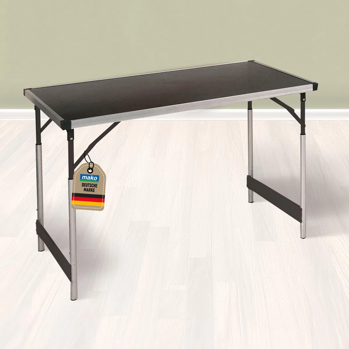 mako Multifunktionstisch Profi – Höhenverstellbarer Mehrzwecktisch 60 x 100 cm - Campingtisch, Klapptisch Markttisch, Beistelltisch zum Campen, im Garten oder für Festivals und Märkte