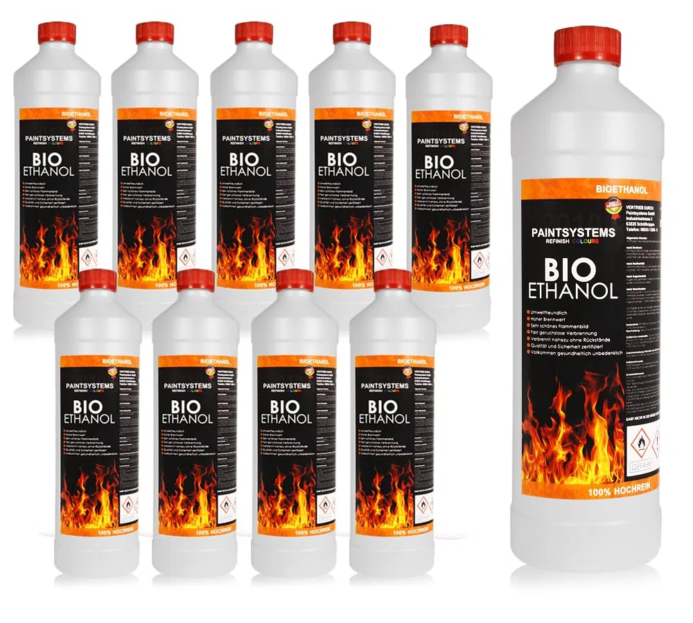 Bio Alkohol 100% 2 x 5 Liter - BIOETHANOL für Alkohol-Kamine, Tischfeuer, Ethanolkamine, Alkoholbrenner, Terrassenfeuer, Raumfeuer, Standfeuer oder Gartenfeuer