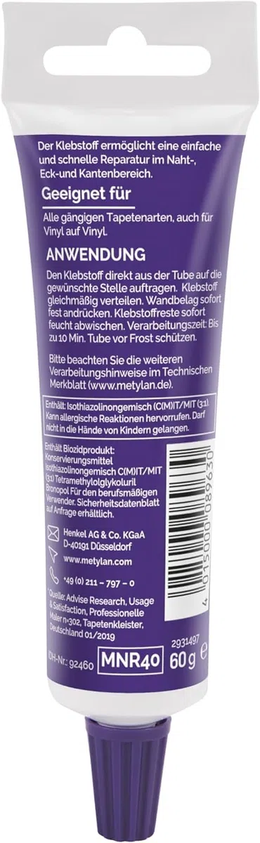 Metylan Raufaser, Tapetenkleister für Raufasertapete (1x180g) & Metylan Naht- und Reparaturkleber (1x60g) & Metylan Tapetenablöser Aktiv-Konzentrat, löst problemlos (1x0,5l)