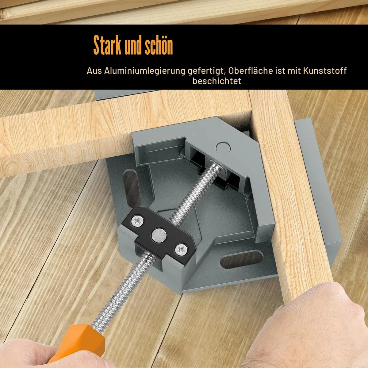 4 Stück Winkelspanner 90 Grad, Aluminium-Legierung Eckspanner, Mit Swing Kiefer, Single Handle, Winkelzwinge für Holzbearbeitung, Engineering Holzbearbeitung Fotorahme (4 Stück)