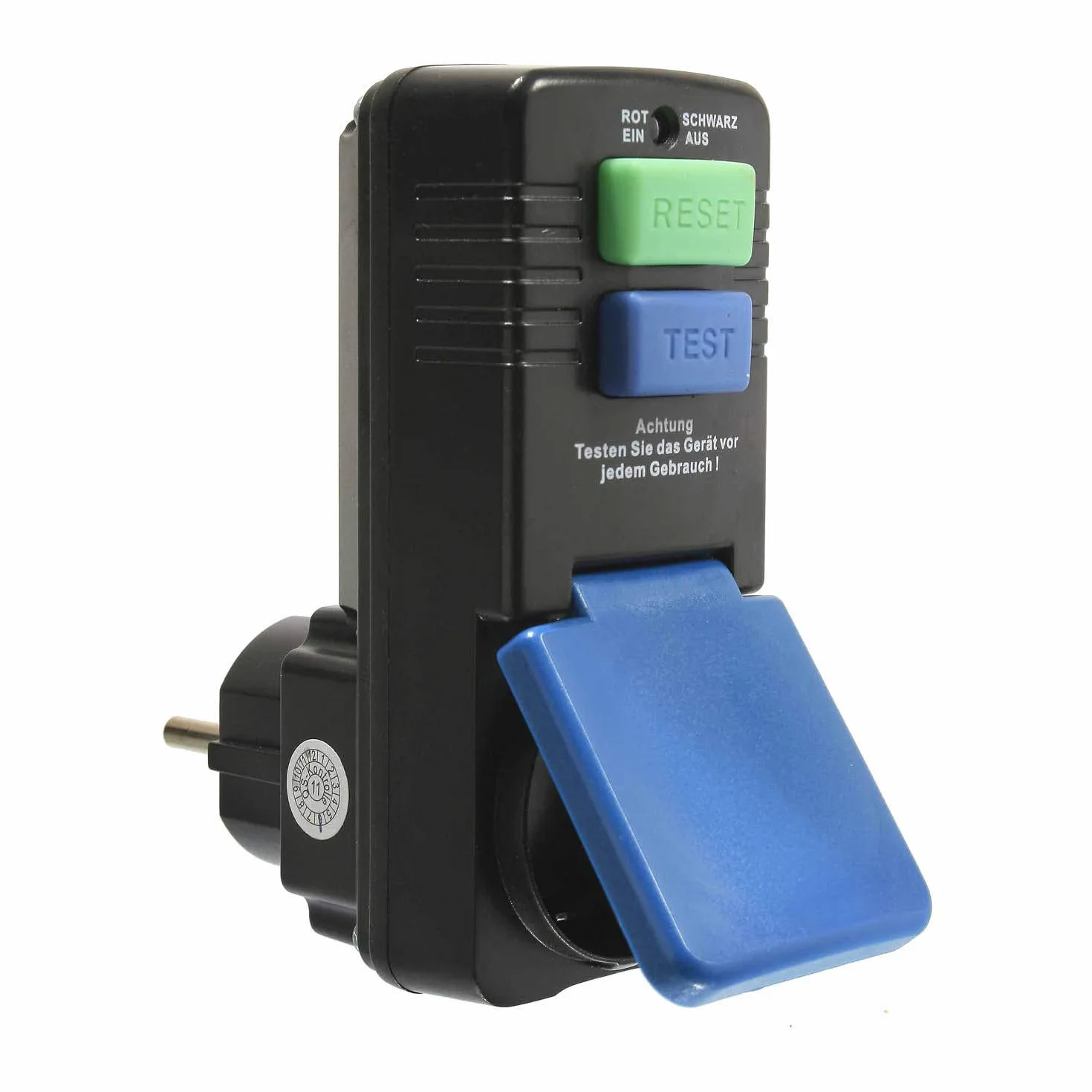 as - Schwabe Personenschutz-Zwischenstecker 30 mA – Schutzkontakt 230 V, 16 A max. 3500 W – Personenschutz-Stecker zum Schutz vor Stromschlägen - Funktionsanzeige und Testschaltung – IP44, 45230