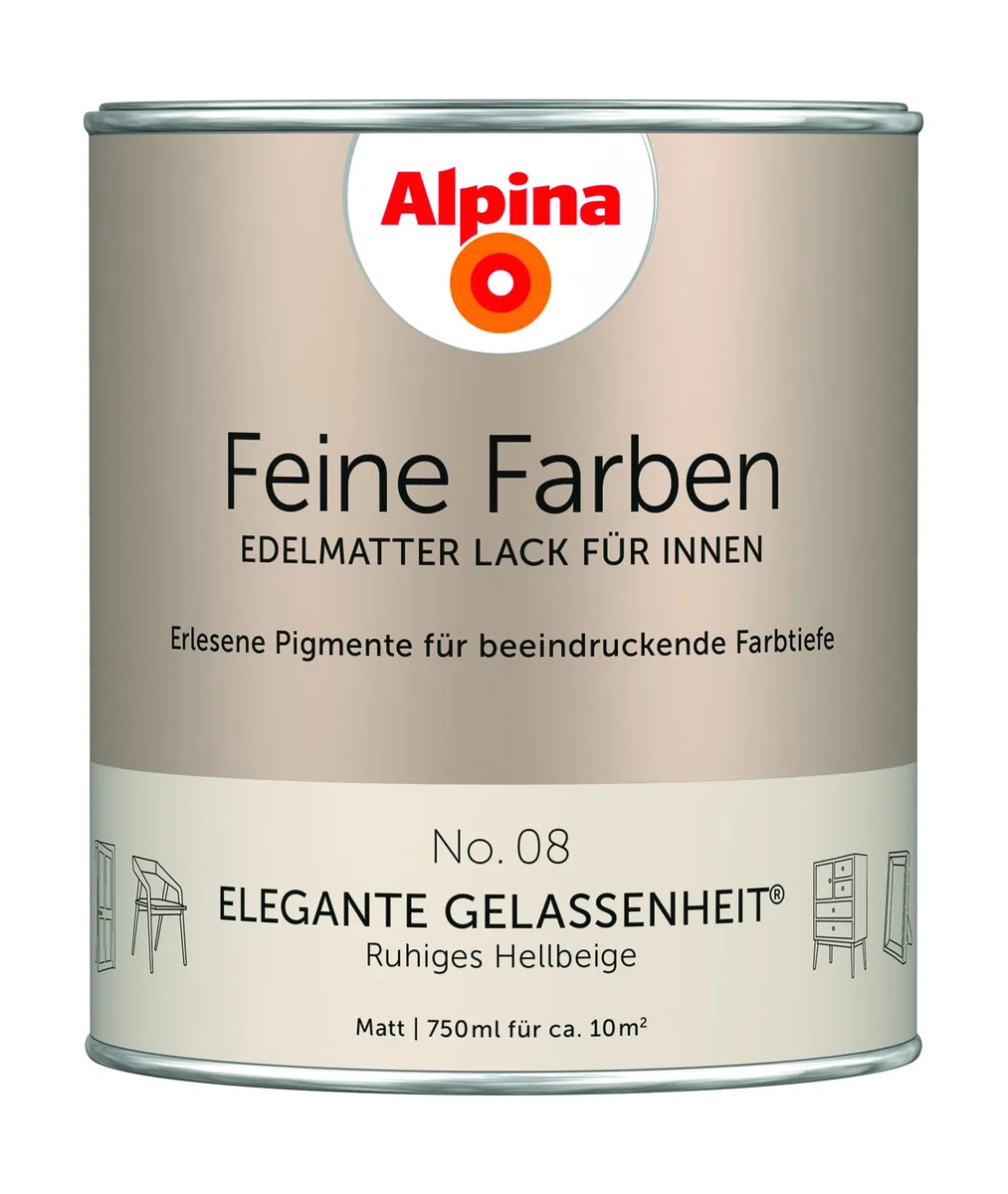 Alpina Feine Farben Lack No. 08 Elegante Gelassenheit® edelmatt 750ml - Ruhiges Hellbeige