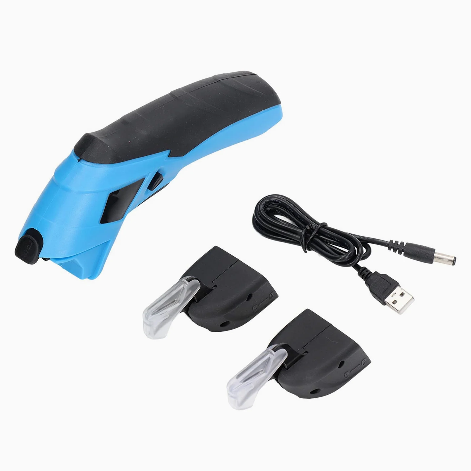 Elektrische Schere mit 2 Klingen, Kabellose, Wiederaufladbare USB-Schneidschere Zum Schneiden von Stoff, Kunststoff-PVC