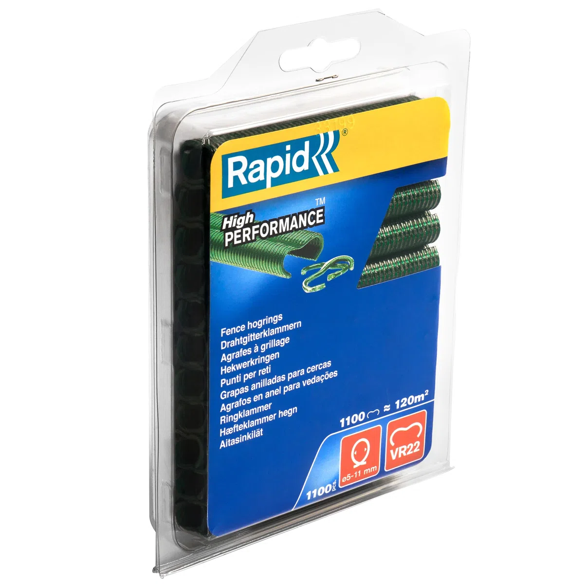 Rapid Zaun‑Ringklammern VR22 grün - 1.100 Stk. C‑Klemmen für Maschendraht‑ & Kaninchenzaun (Ø 5-11 mm) - Passend für Rapid FP20 & FP222 Zaunzangen